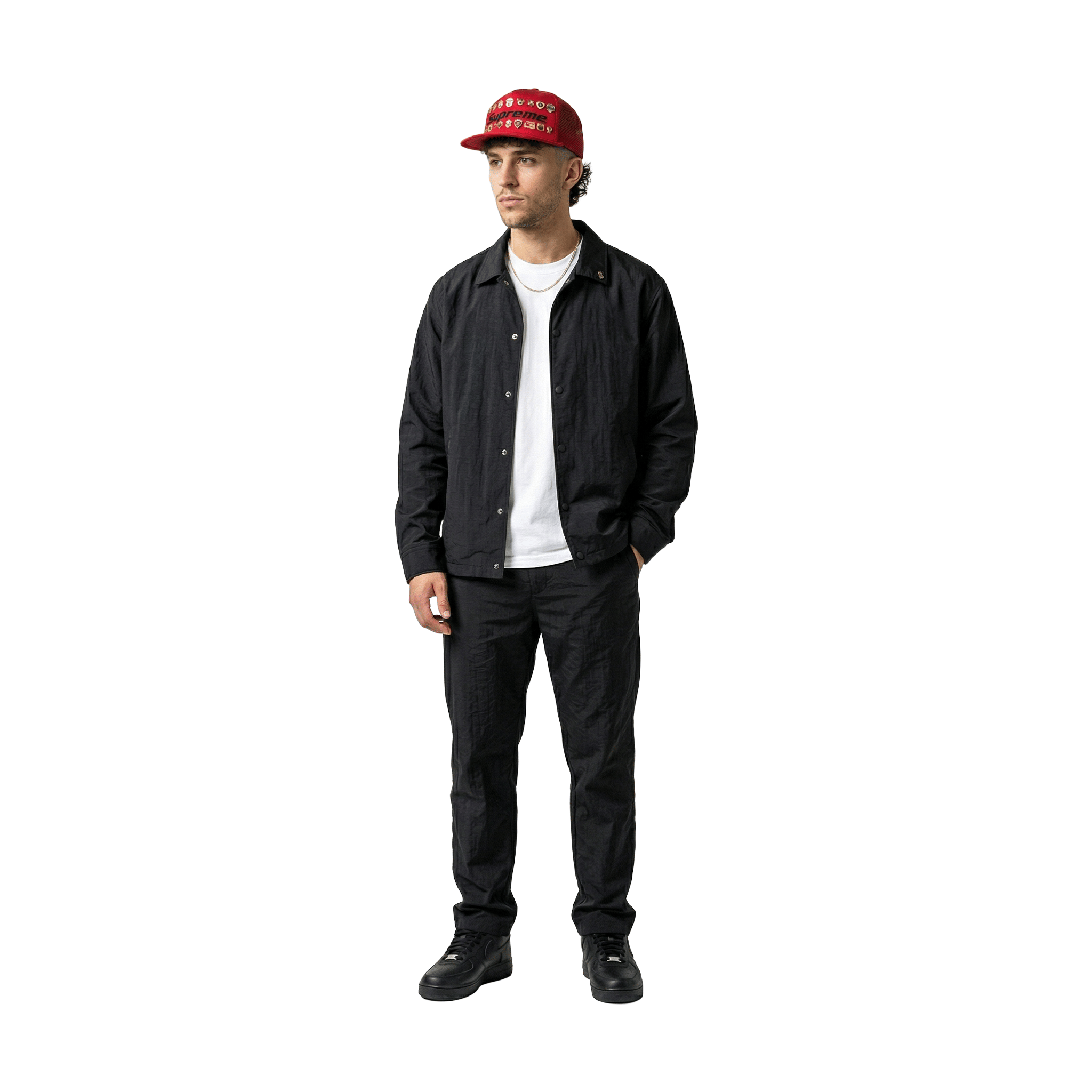Supreme Pins Mesh Black 5-Panel Cap Red (SS26)