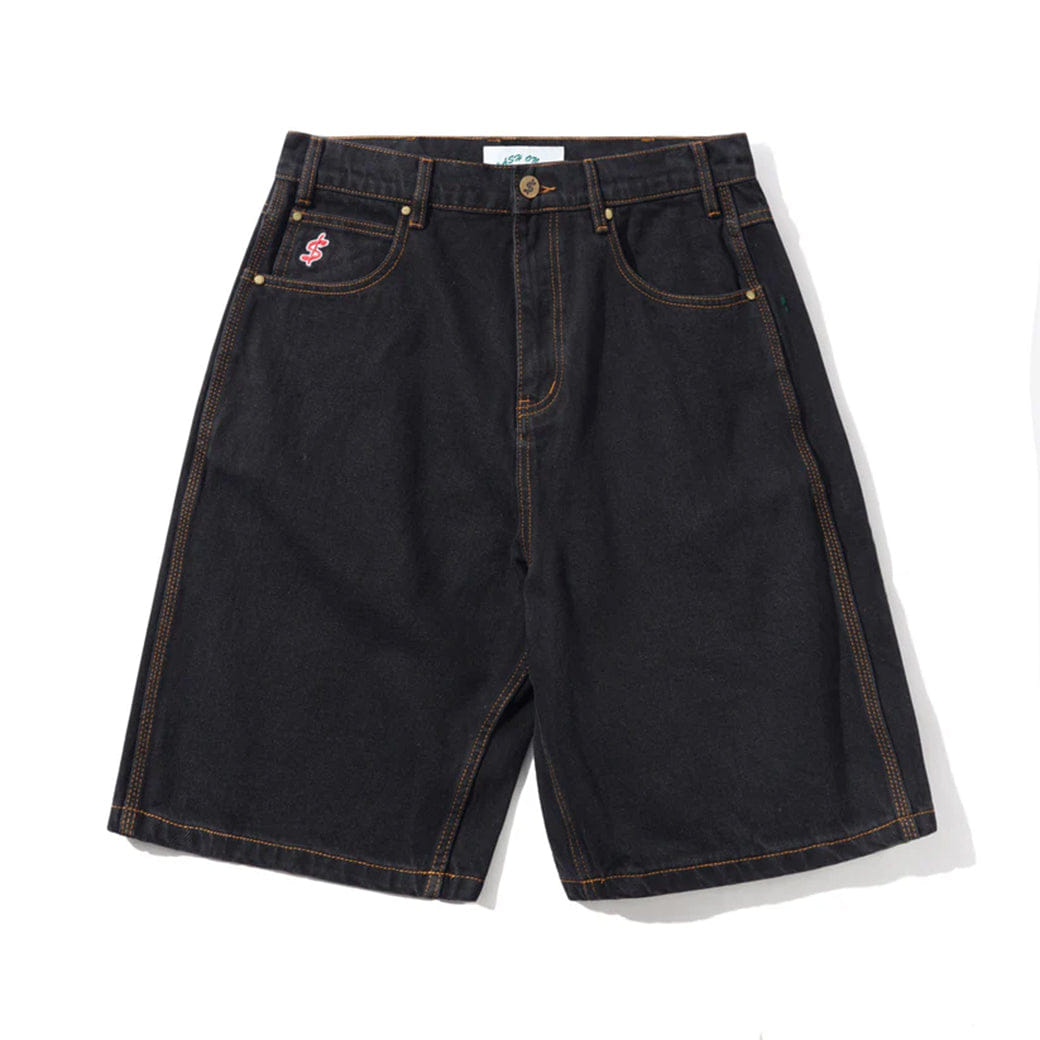 Cash Only Logo Denim Shorts Washed Black