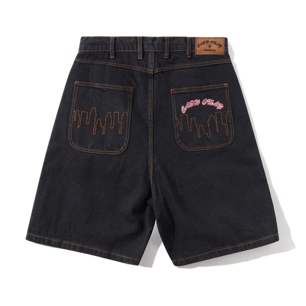 Cash Only Logo Denim Shorts Washed Black