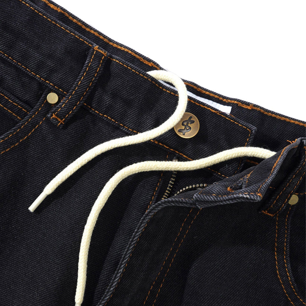 Cash Only Logo Denim Shorts Washed Black