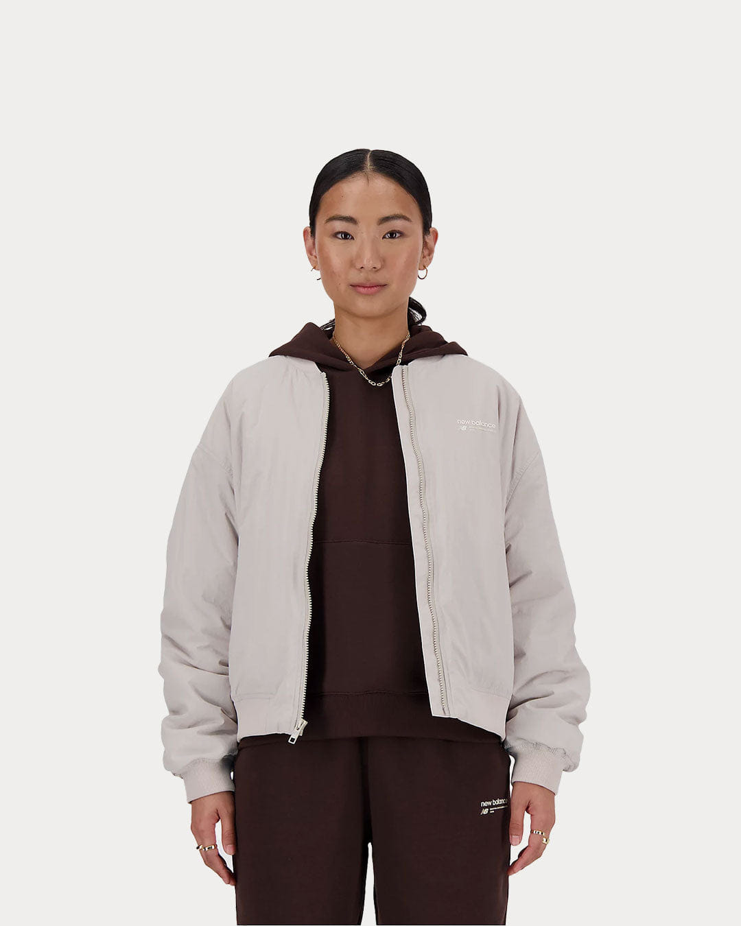 New Balance WMNS New Balance Linear Heritage Woven Bomber Jacket - Light Grey
