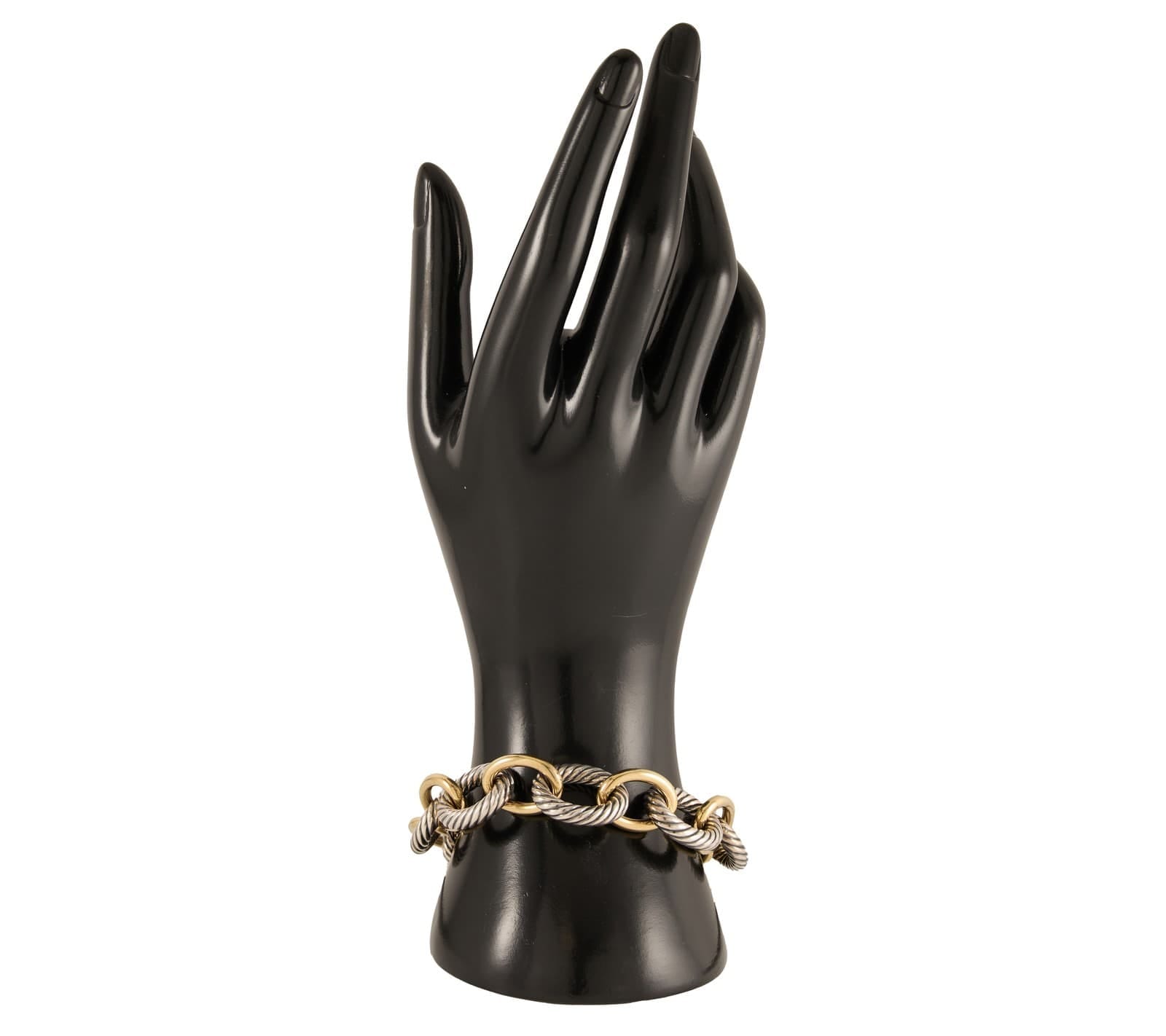 David Yurman Two Tone Oval Link Chain Bracelet in Sterling and 18K W/Box