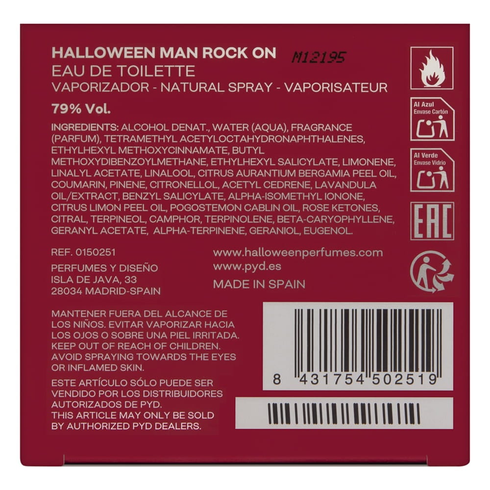 J. Del Pozo Halloween Man Rock On by J. Del Pozo for Men 4.2 oz Eau de Toilette Spray