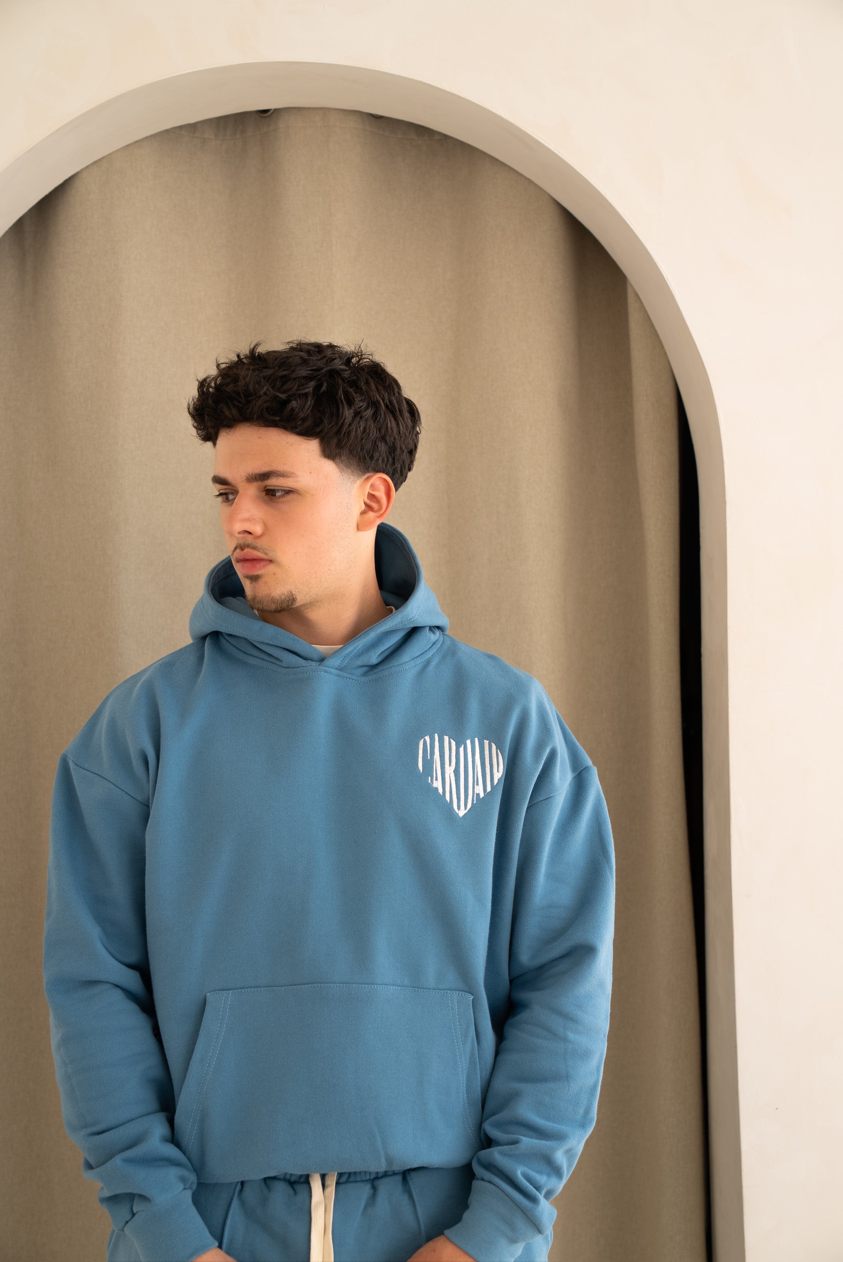Cardair Embroidered Heart Hoodie - Blue
