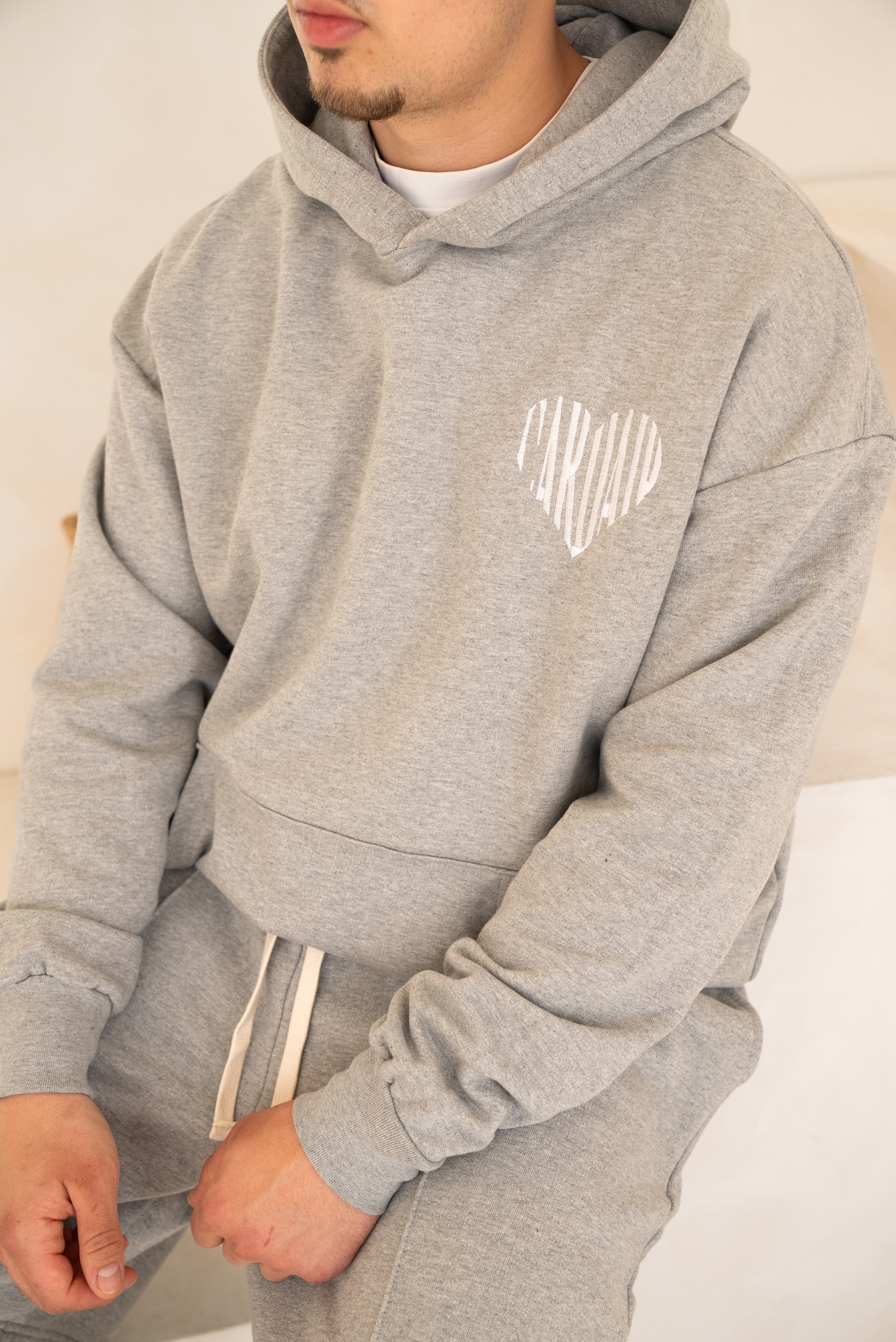 Cardair Embroidered Heart Hoodie - Grey
