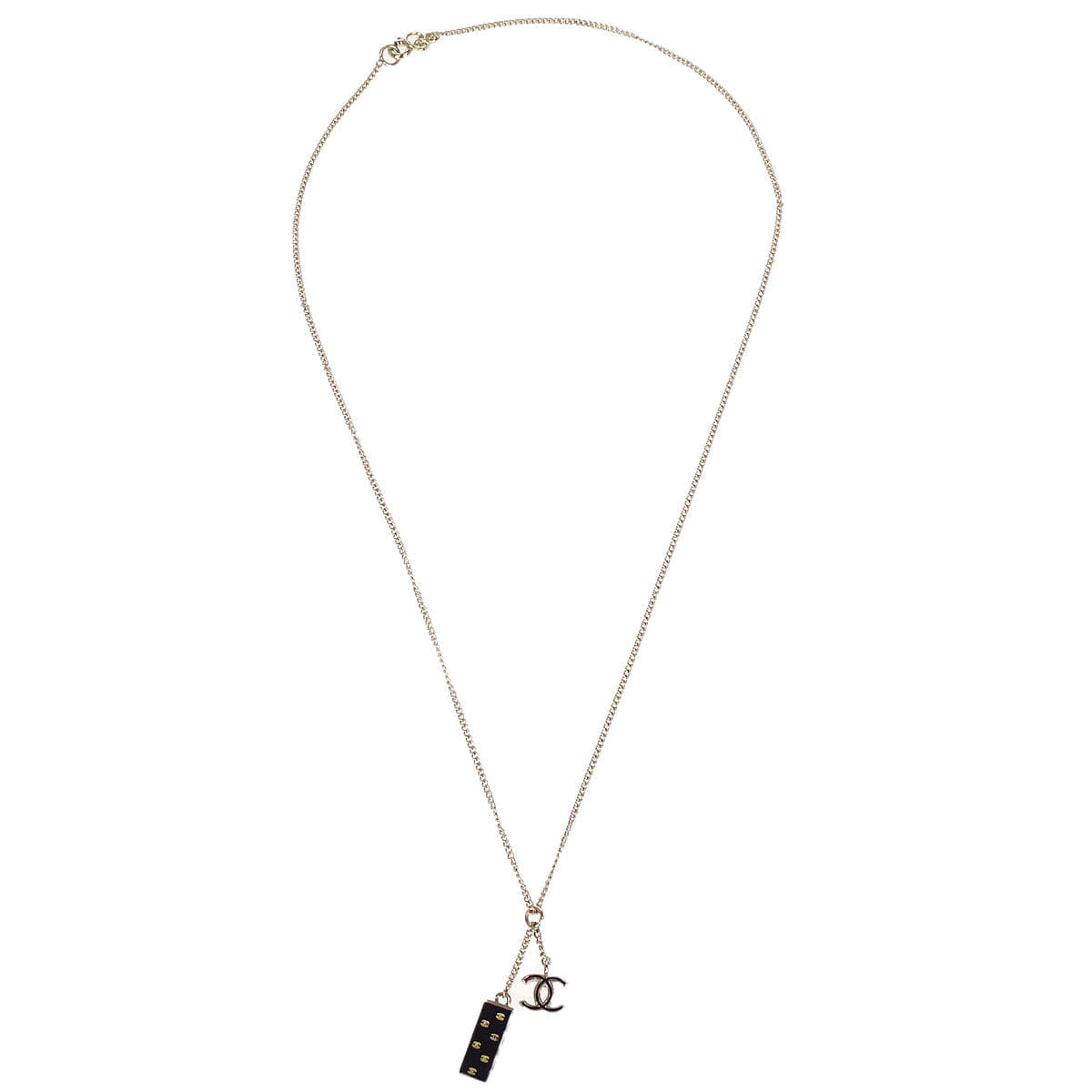Chanel Gold Eiffel Tower CC Pendant Necklace 05C