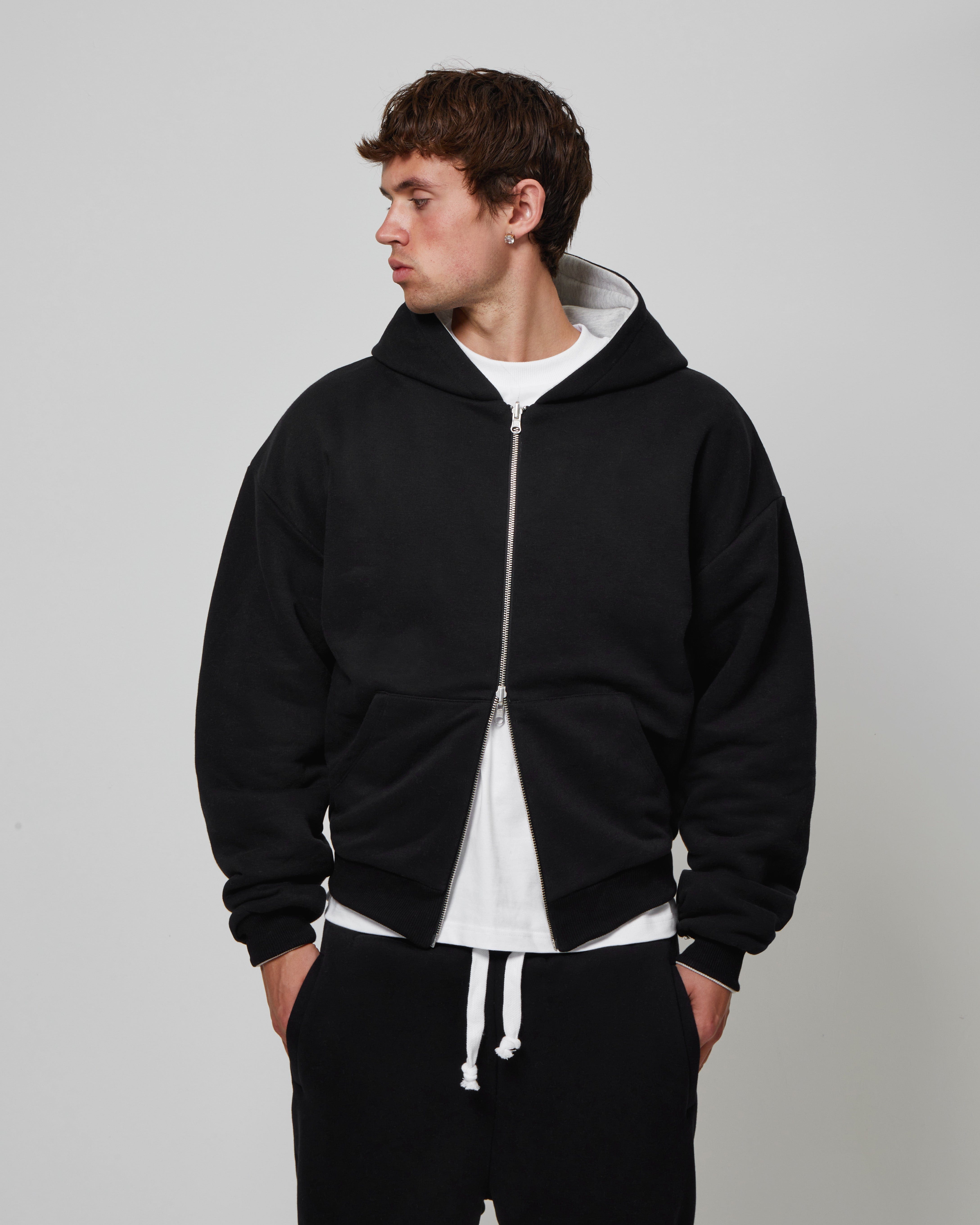 KAIZEN MARKET GREY/BLACK REVERSIBLE ZIP HOODIE