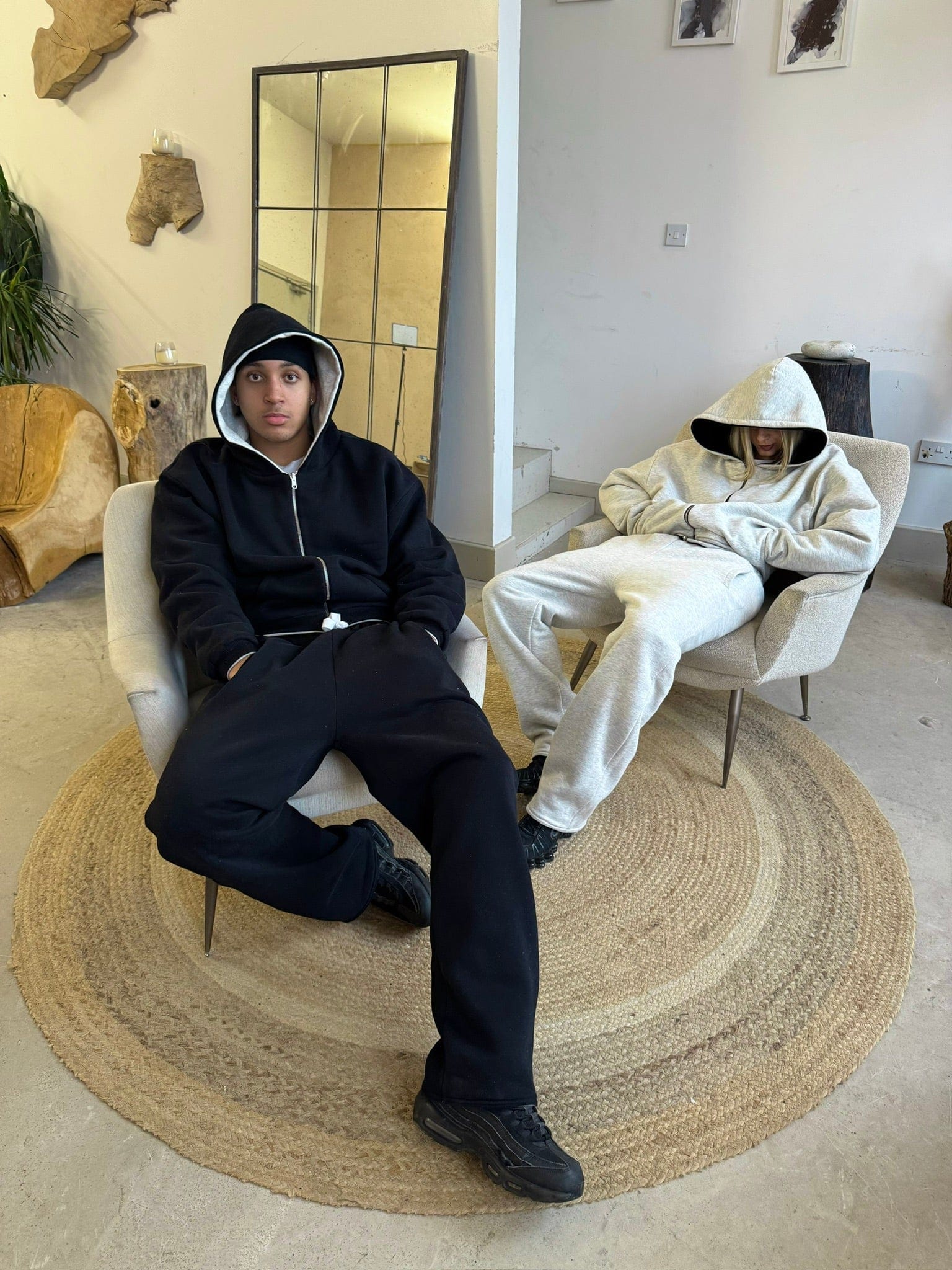 KAIZEN MARKET GREY/BLACK REVERSIBLE ZIP HOODIE