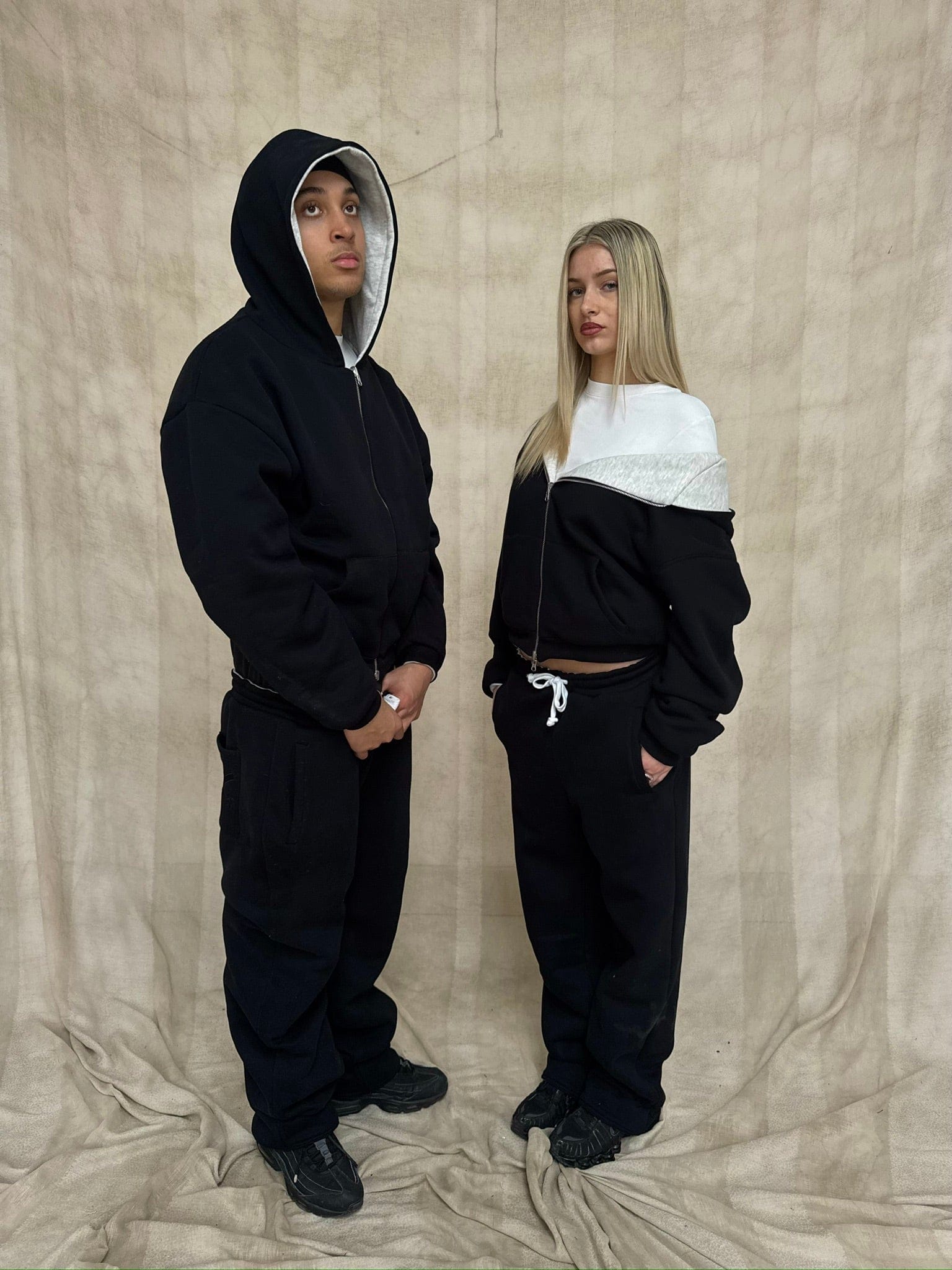 KAIZEN MARKET GREY/BLACK REVERSIBLE ZIP HOODIE