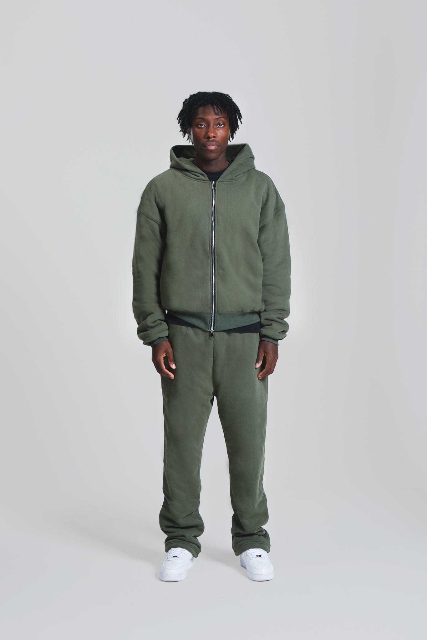 KAIZEN MARKET DOUBLE LAYERED ZIP HOODIE MILITARY