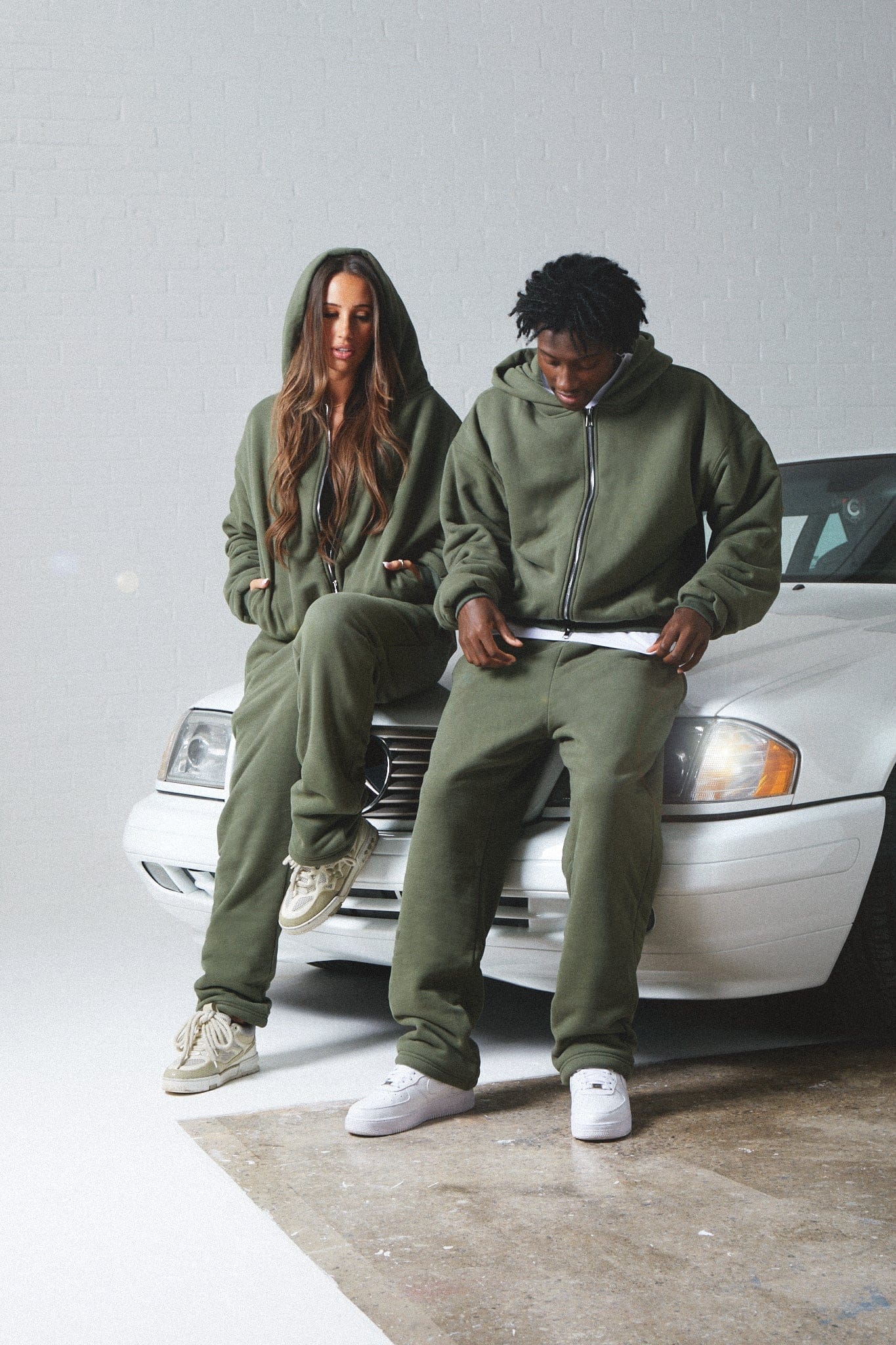 KAIZEN MARKET DOUBLE LAYERED ZIP HOODIE MILITARY