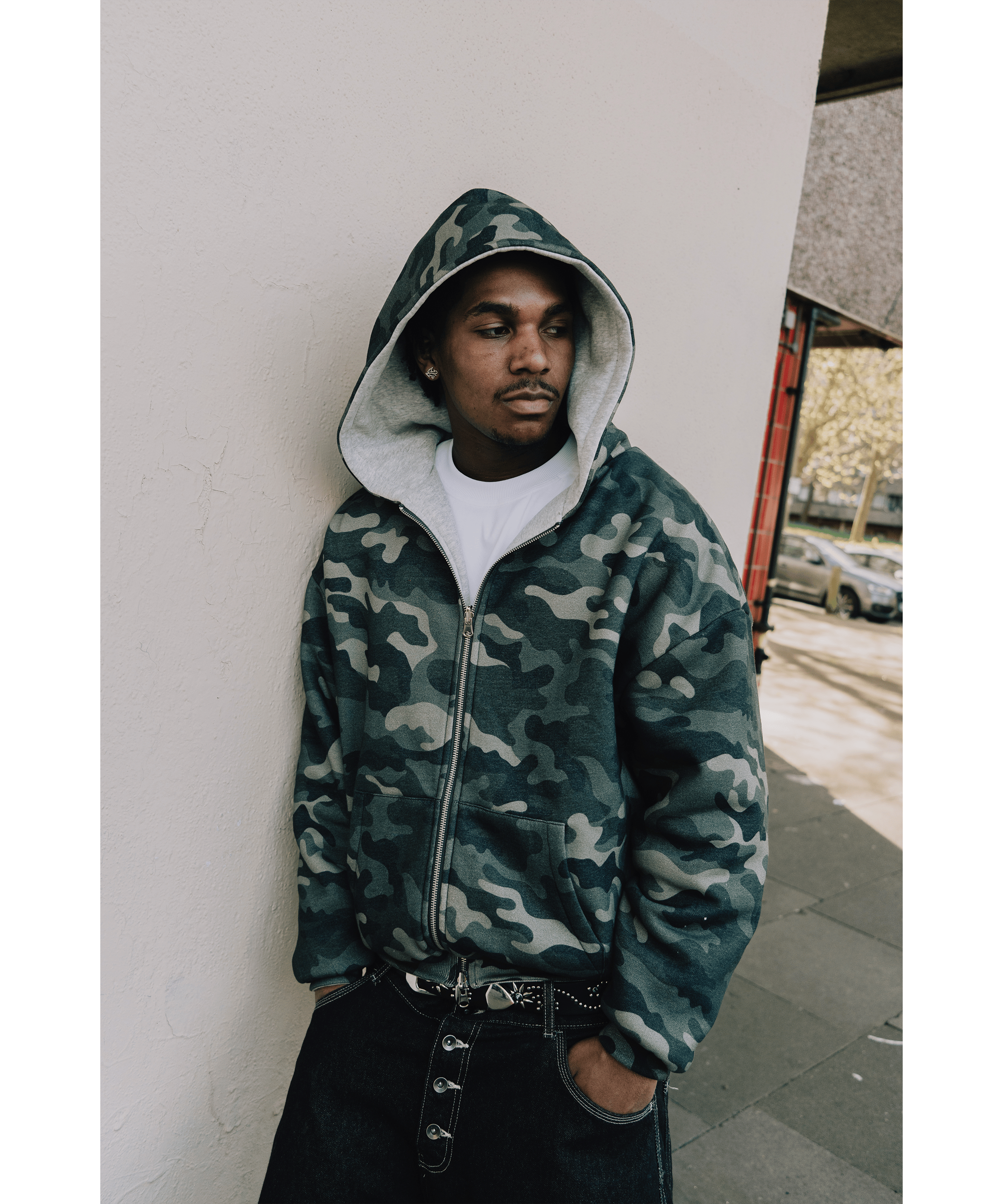 KAIZEN MARKET CAMO/GREY REVERSIBLE ZIP HOODIE