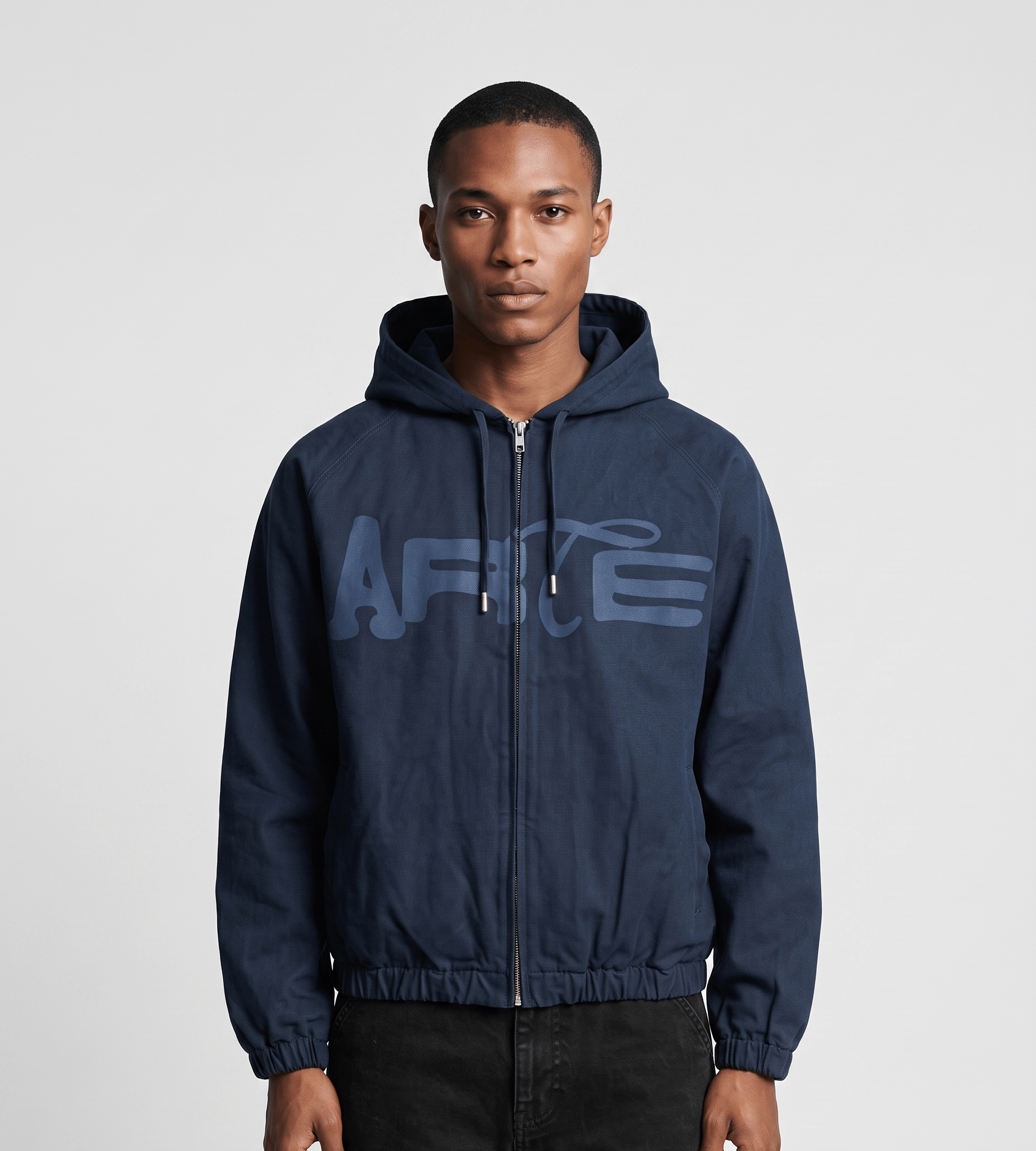 Arte Antwerp Stencil Canvas Hooded Jacket Navy