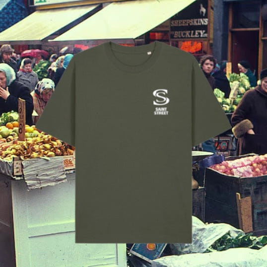 Saint Street Merch Saint Street 'Double S' Tee Khaki/White