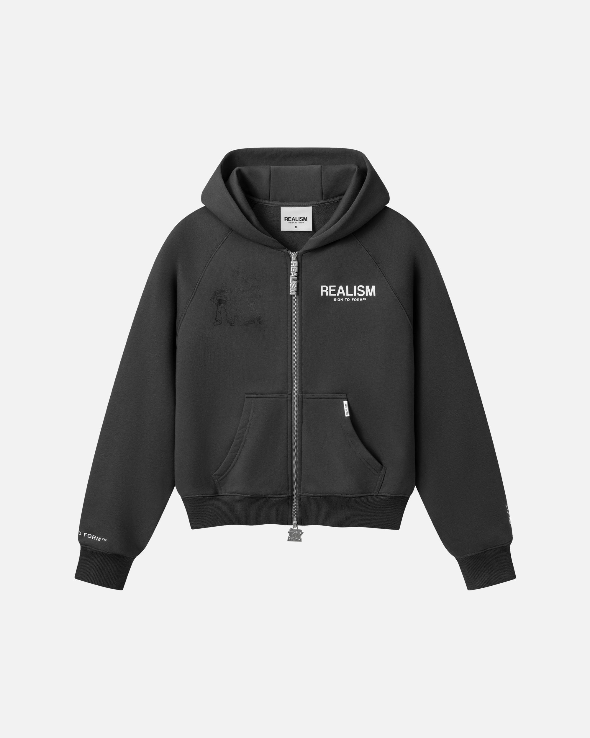 REALISM AND TOY STORY SKETCH ZIP HOODIE ASPHALT