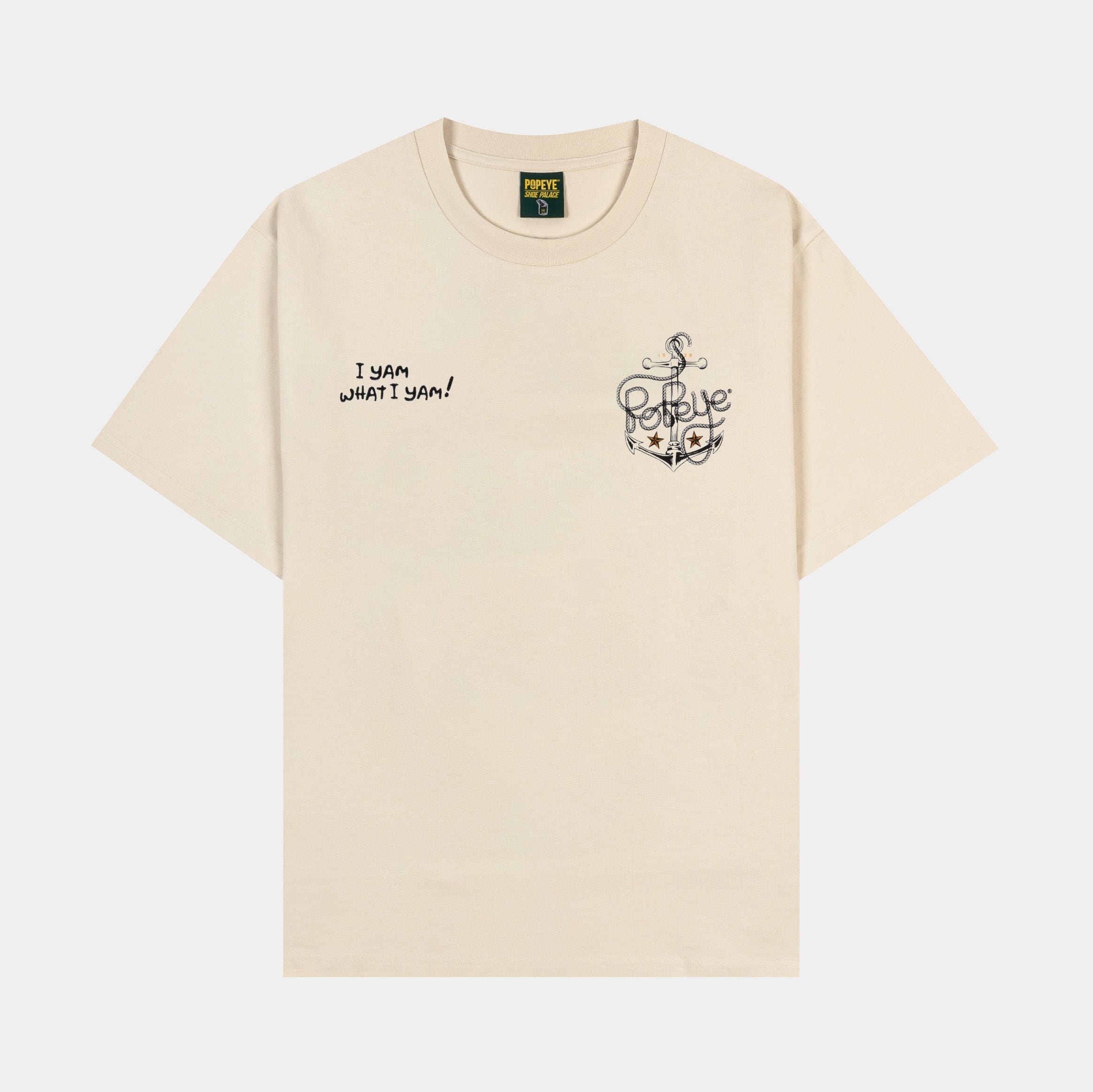 POPEYE X SP SP x Popeye What I Yam Mens Short Sleeve Shirt (Beige/Black)