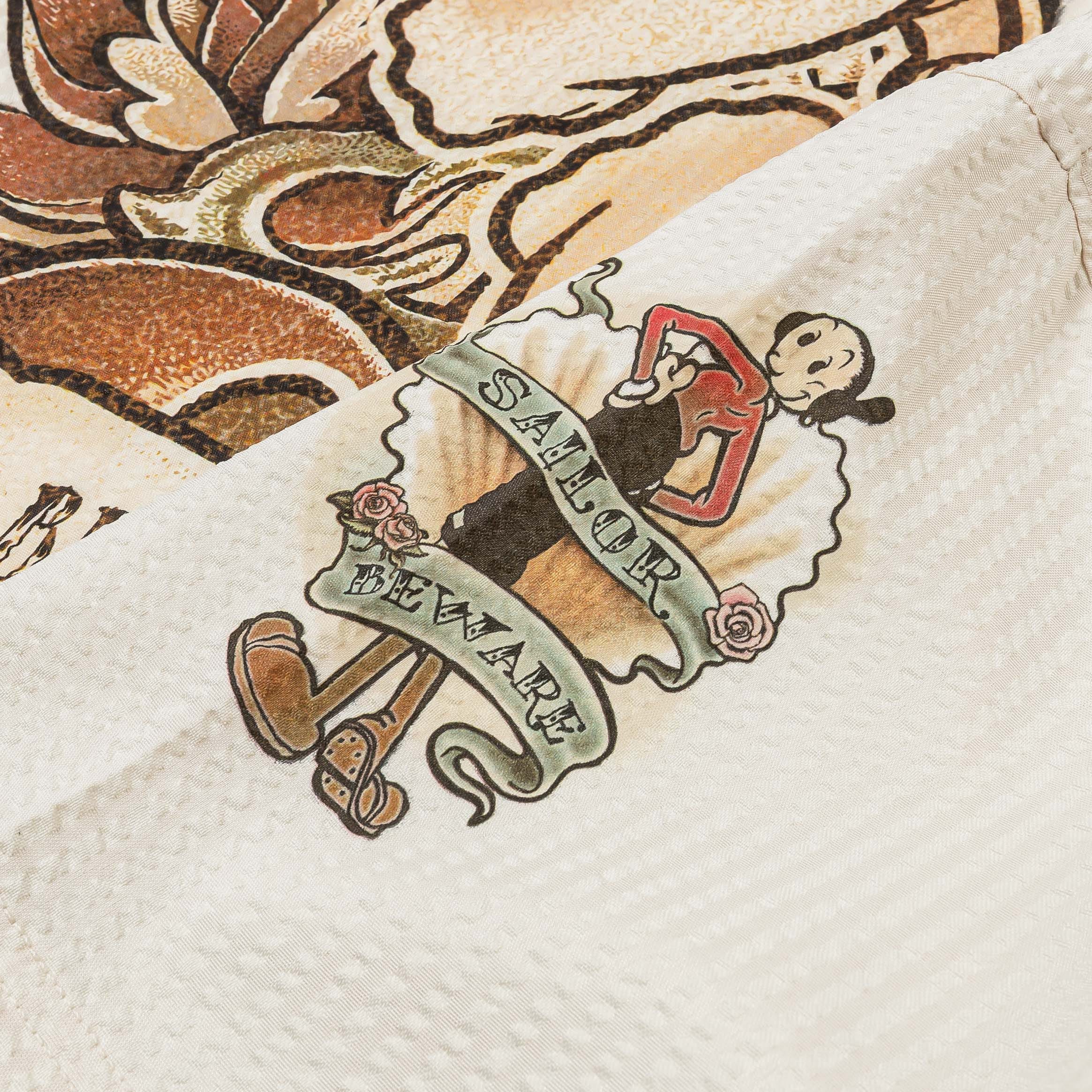 POPEYE X SP SP x Popeye Seersucker Mens Button Up Shirt (Cream/Black)