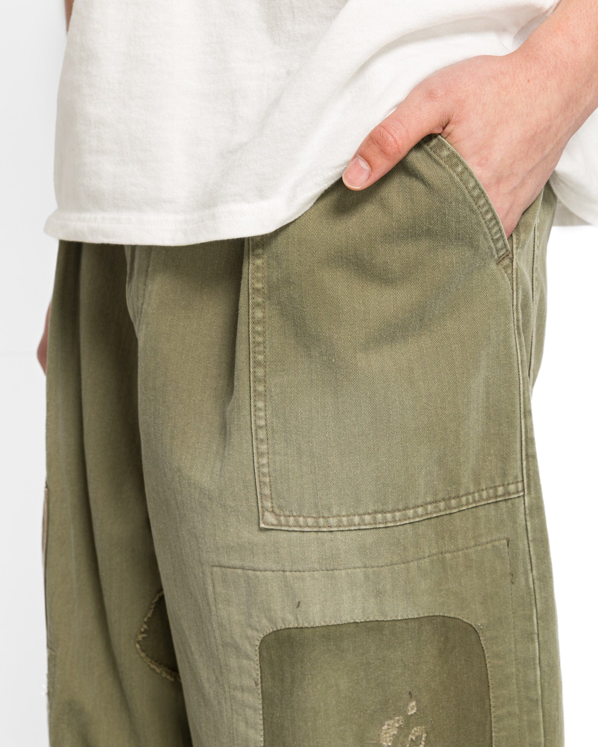 KAPITAL LIBERTY Khaki FATIGUE Baggy Pants (RUSHFIELD remake) - Khaki