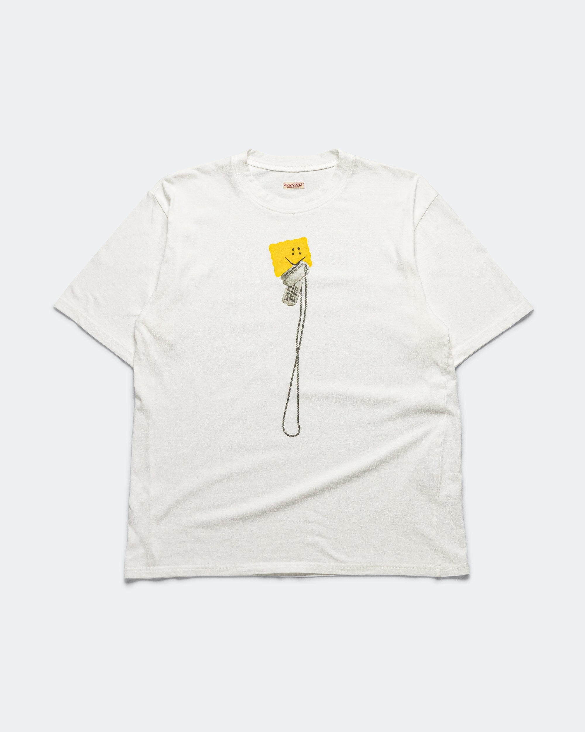 KAPITAL 20/-Jersey Crew T (PECKISH DogTag) - White