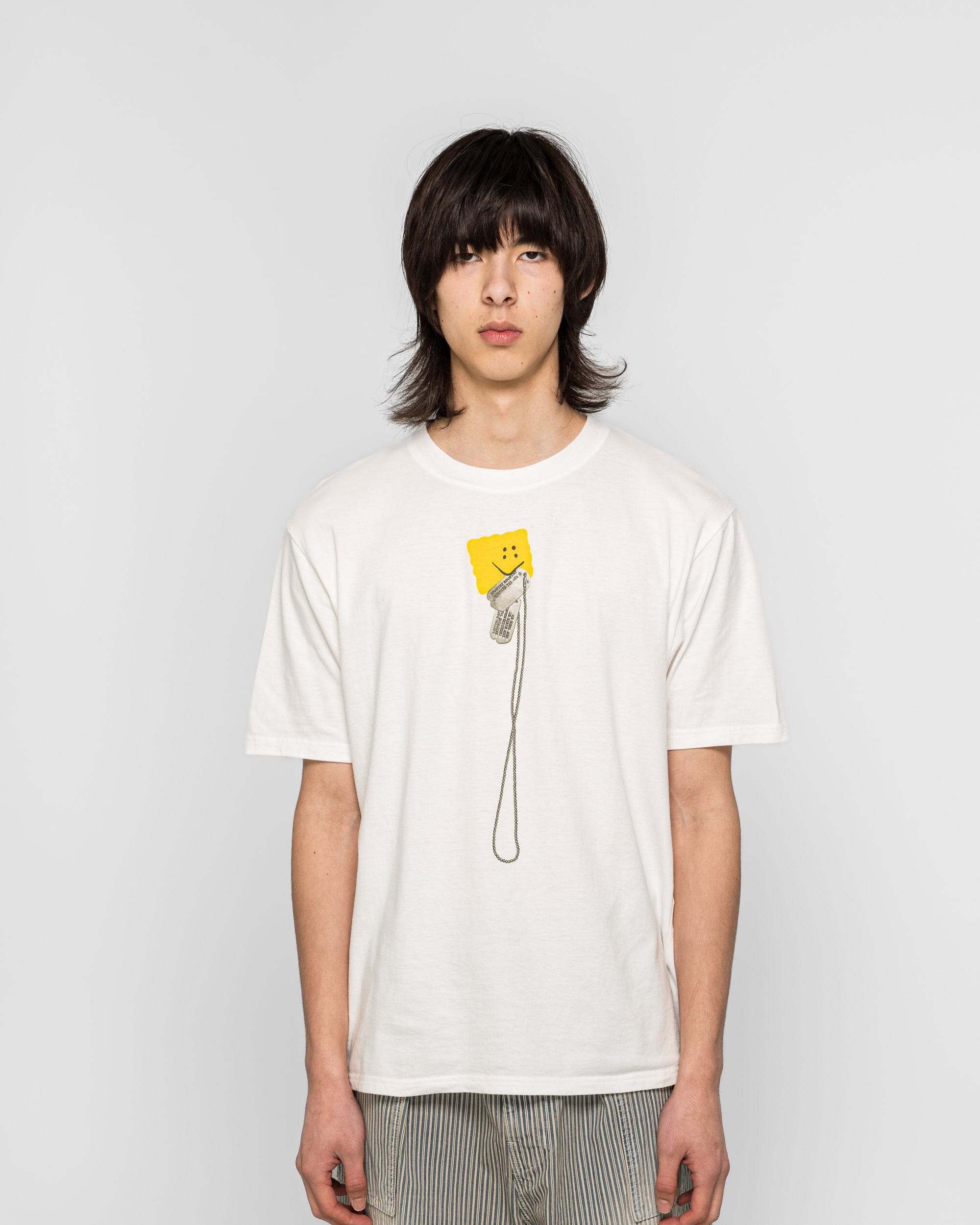 KAPITAL 20/-Jersey Crew T (PECKISH DogTag) - White