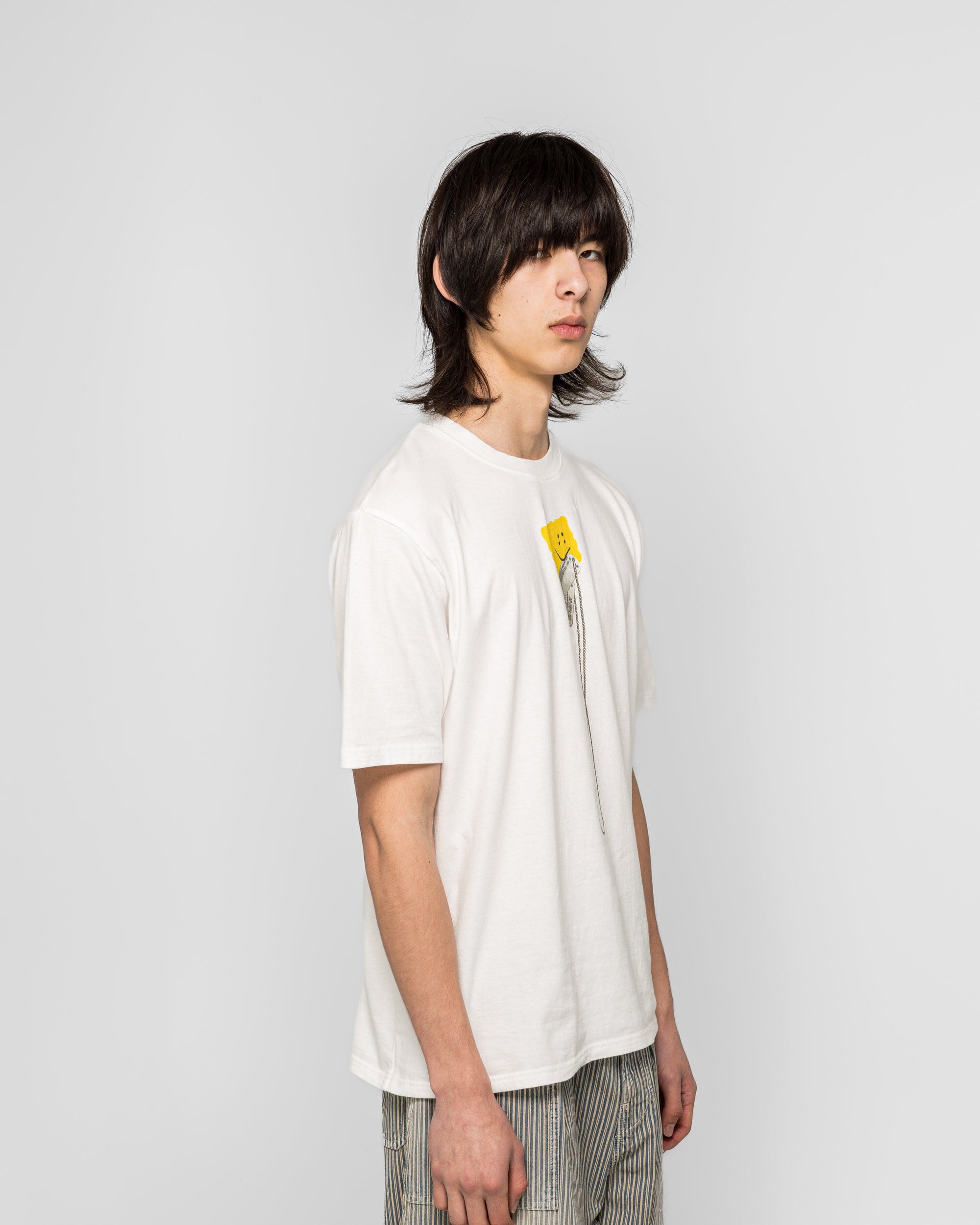 KAPITAL 20/-Jersey Crew T (PECKISH DogTag) - White