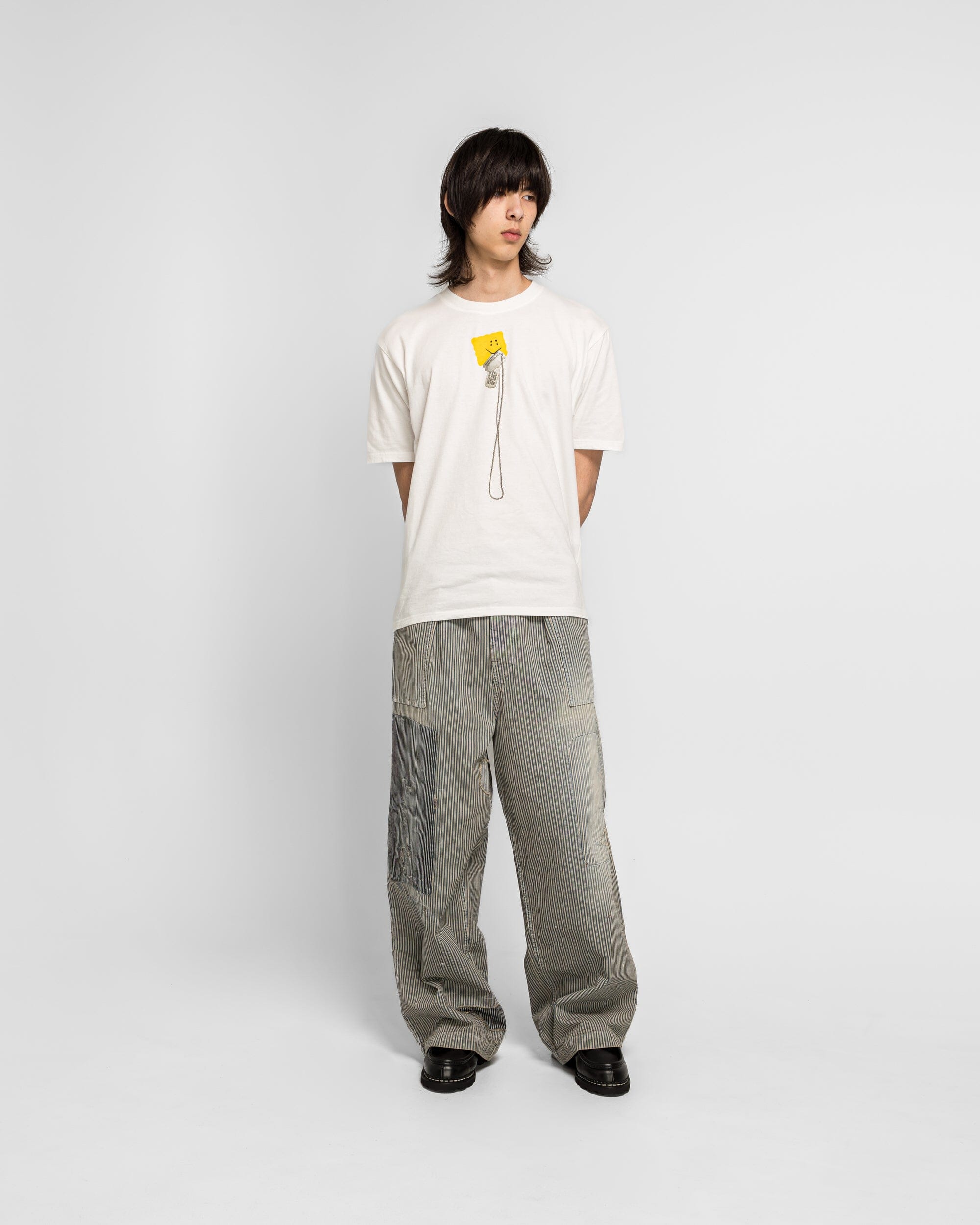 KAPITAL 20/-Jersey Crew T (PECKISH DogTag) - White