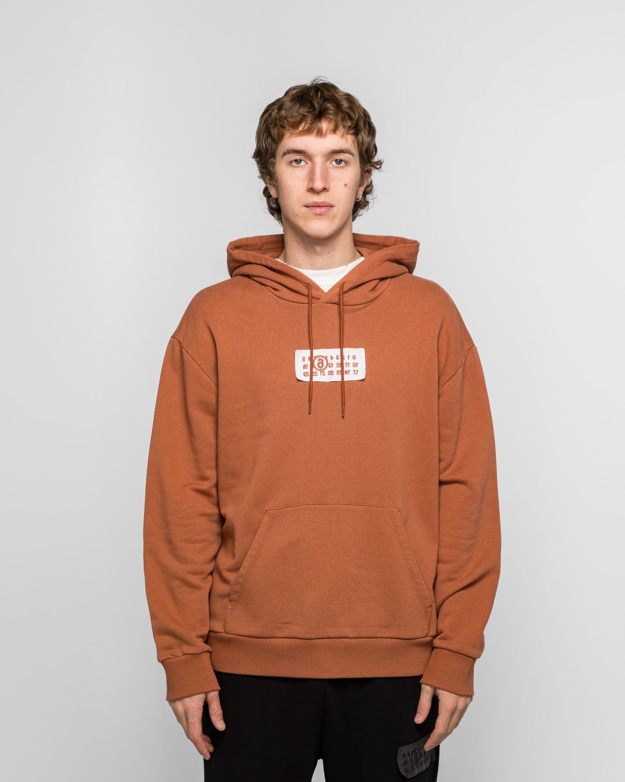 MM6 Unbrushed Numeric Hoodie - Terracotta Red
