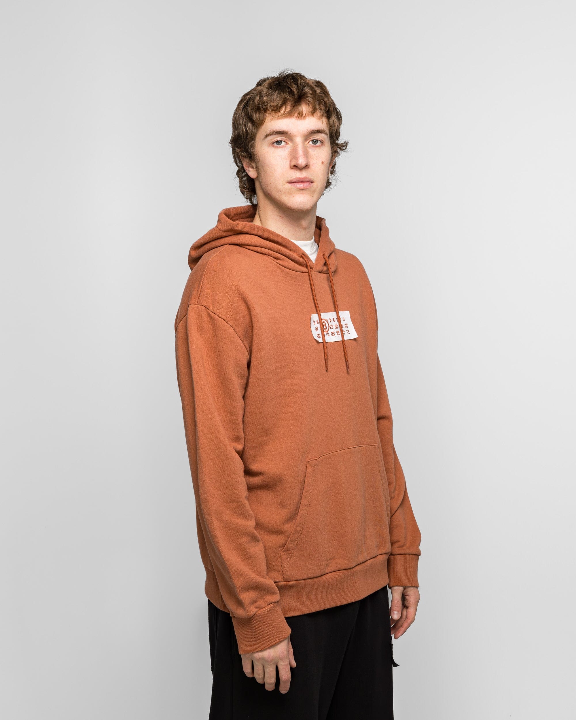 MM6 Unbrushed Numeric Hoodie - Terracotta Red