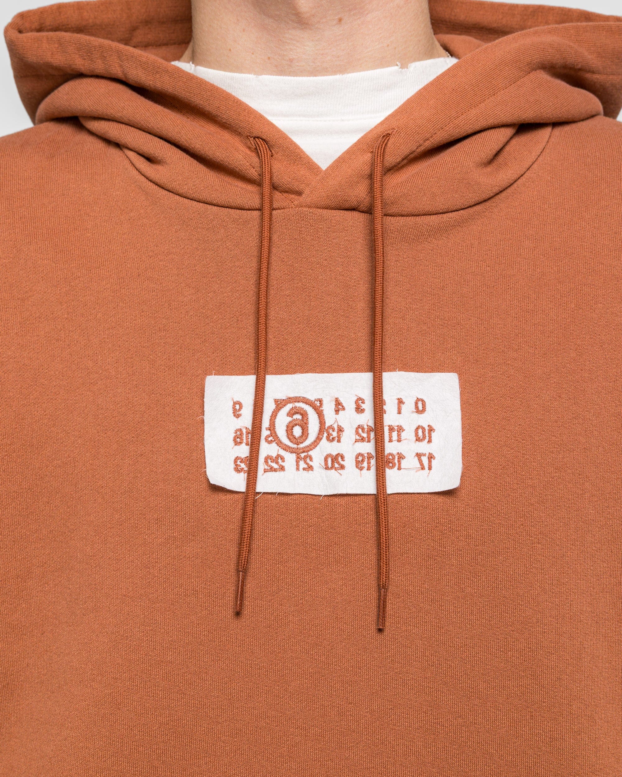 MM6 Unbrushed Numeric Hoodie - Terracotta Red
