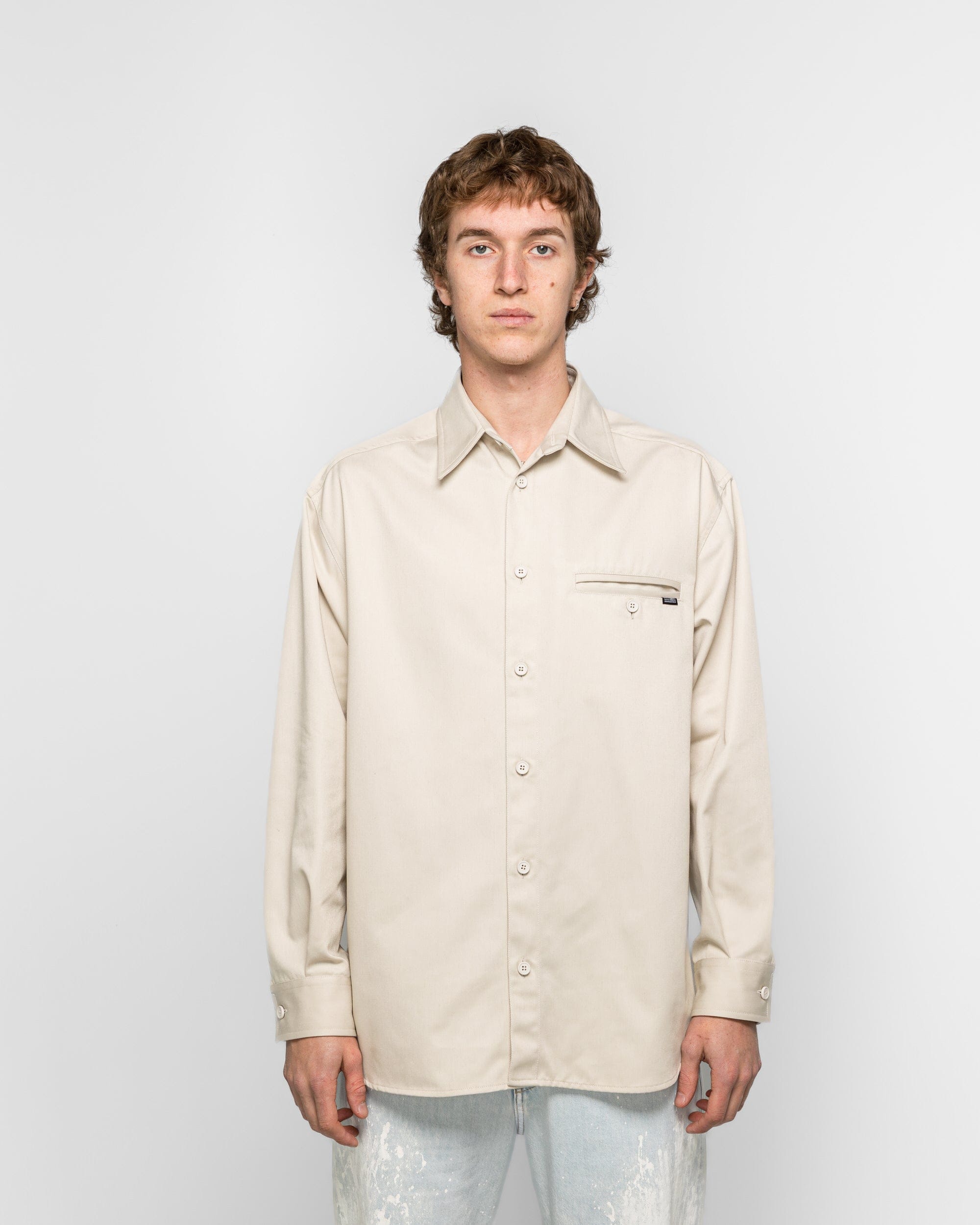 MM6 Poly Cotton Twill Shirt - Beige