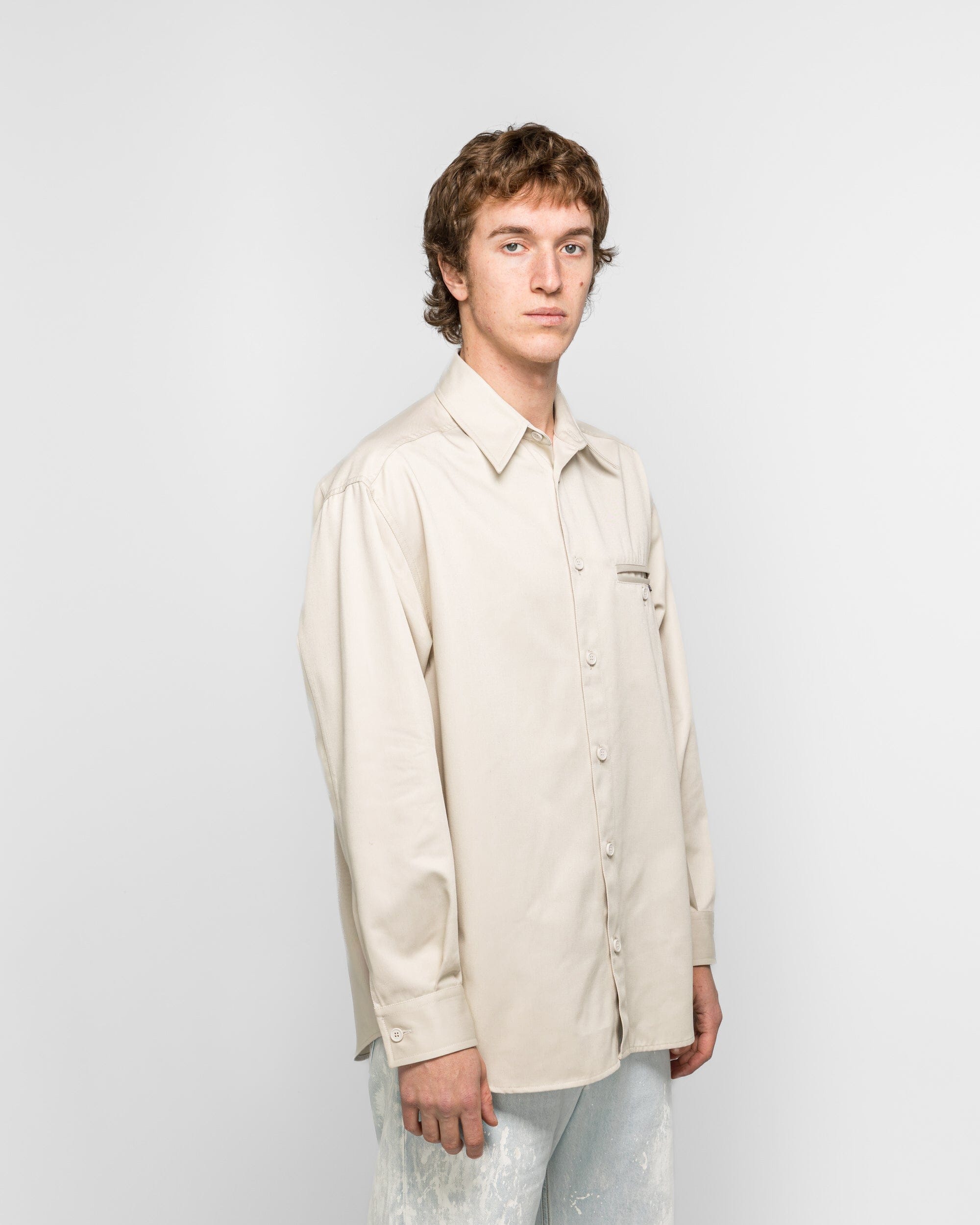 MM6 Poly Cotton Twill Shirt - Beige