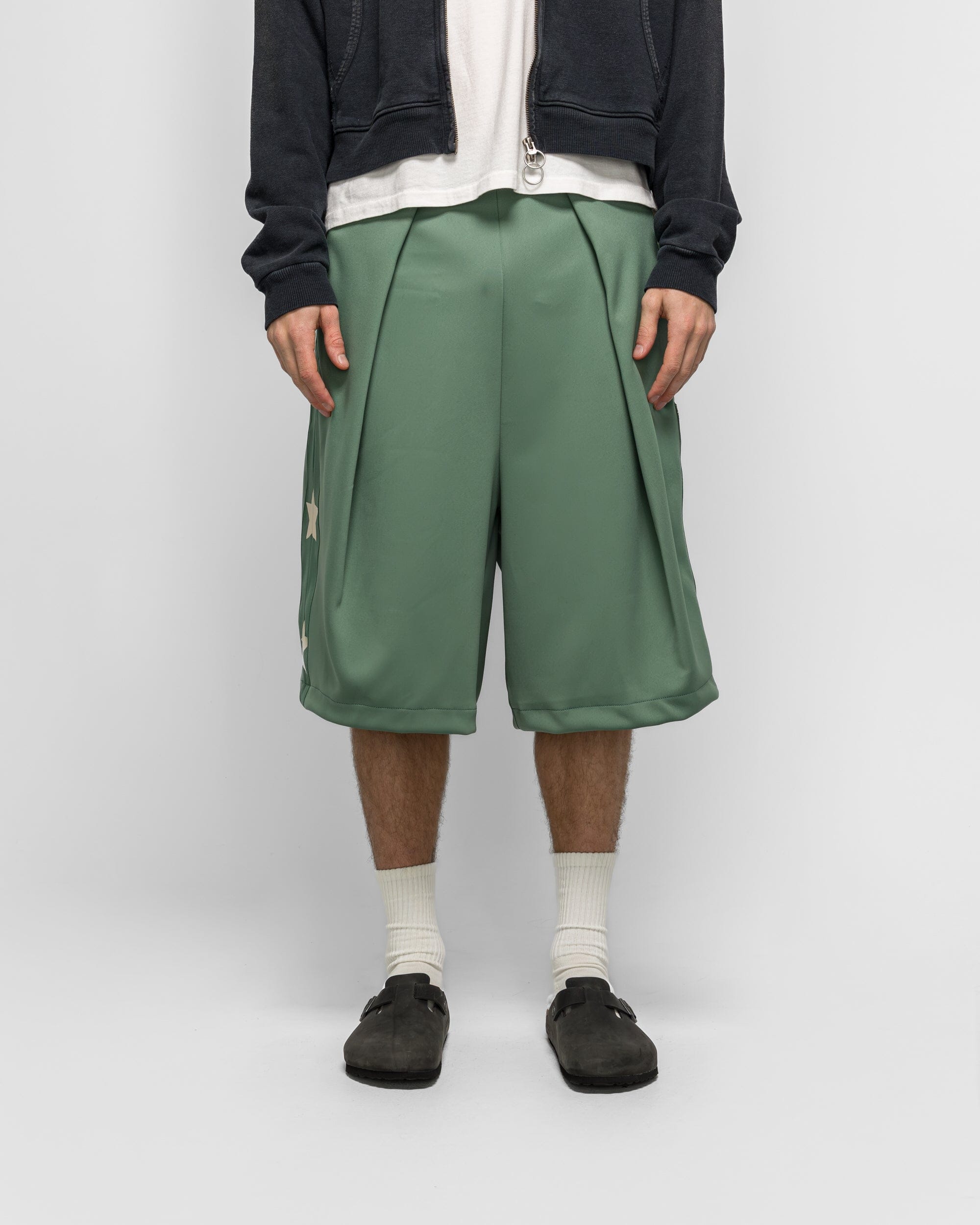 KAPITAL Smooth Jersey KOME-KOME Track Jorts (BetsyRoss) - LightGreen