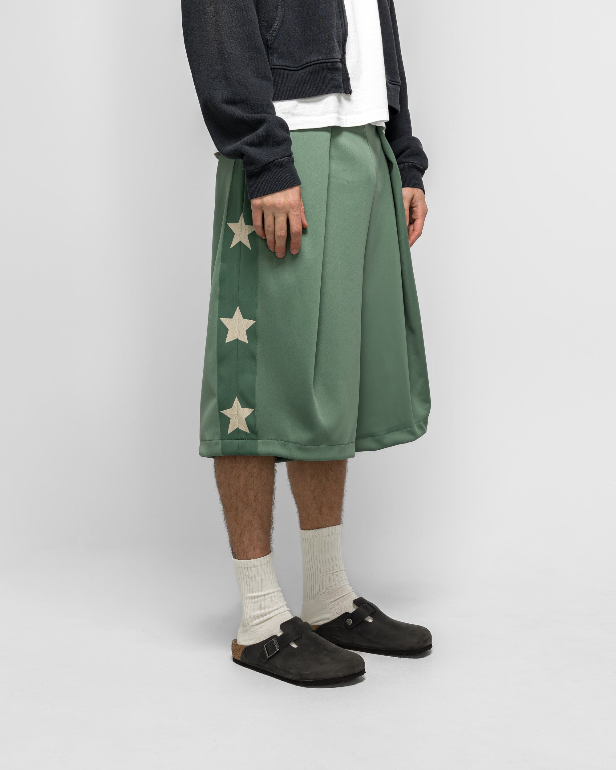 KAPITAL Smooth Jersey KOME-KOME Track Jorts (BetsyRoss) - LightGreen