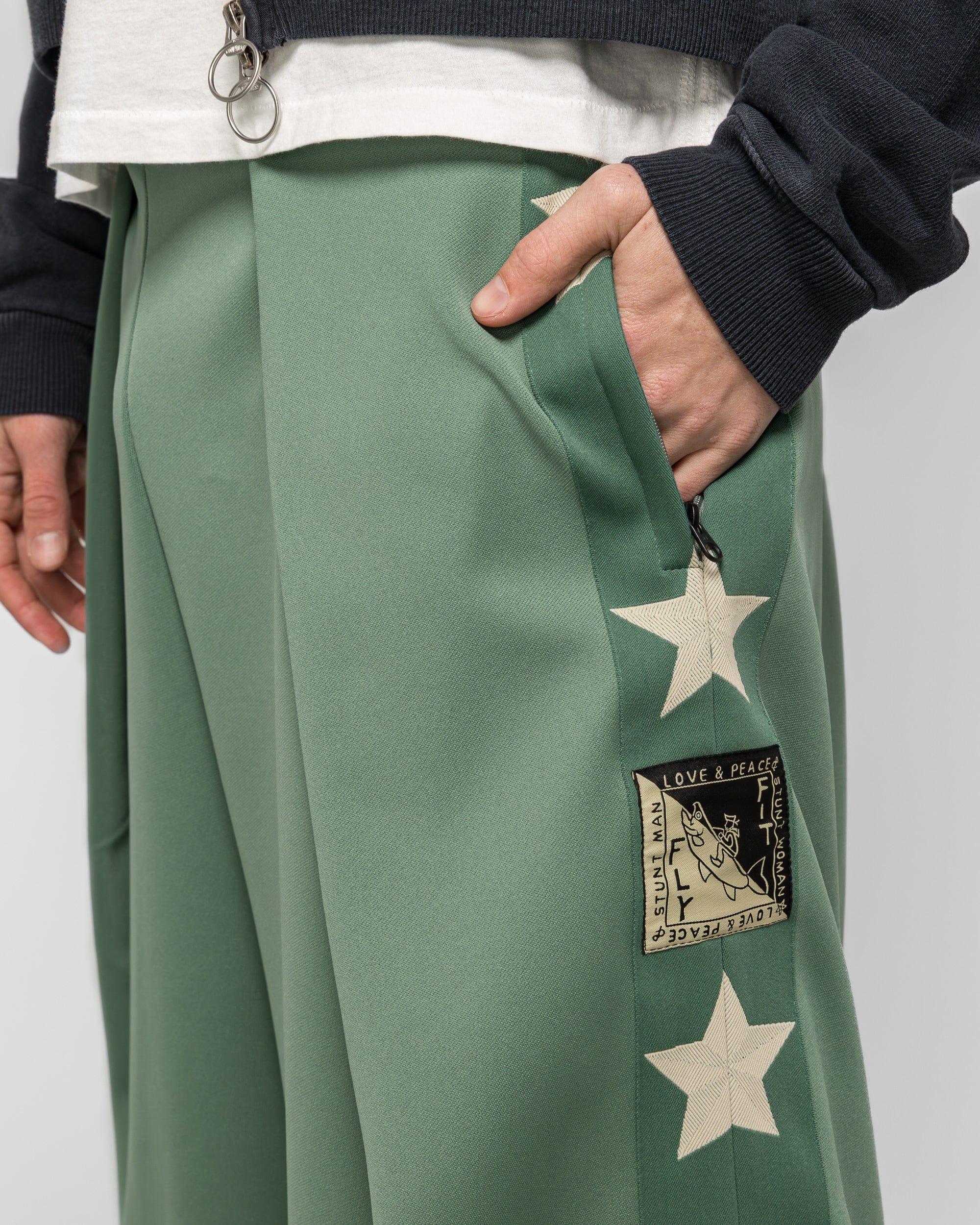 KAPITAL Smooth Jersey KOME-KOME Track Jorts (BetsyRoss) - LightGreen
