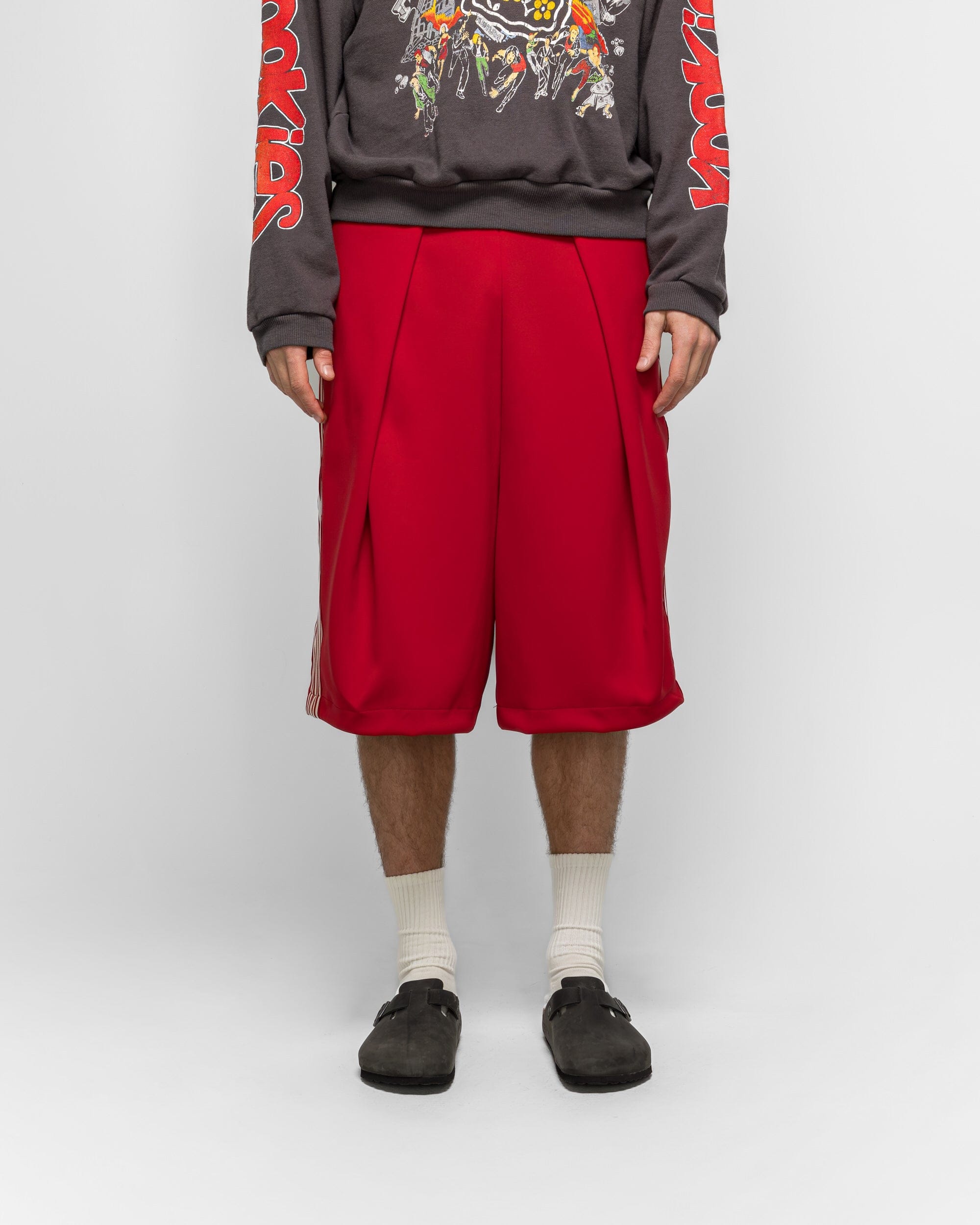 KAPITAL Smooth Jersey KOME-KOME Track Jorts (BannerStripe) - Red