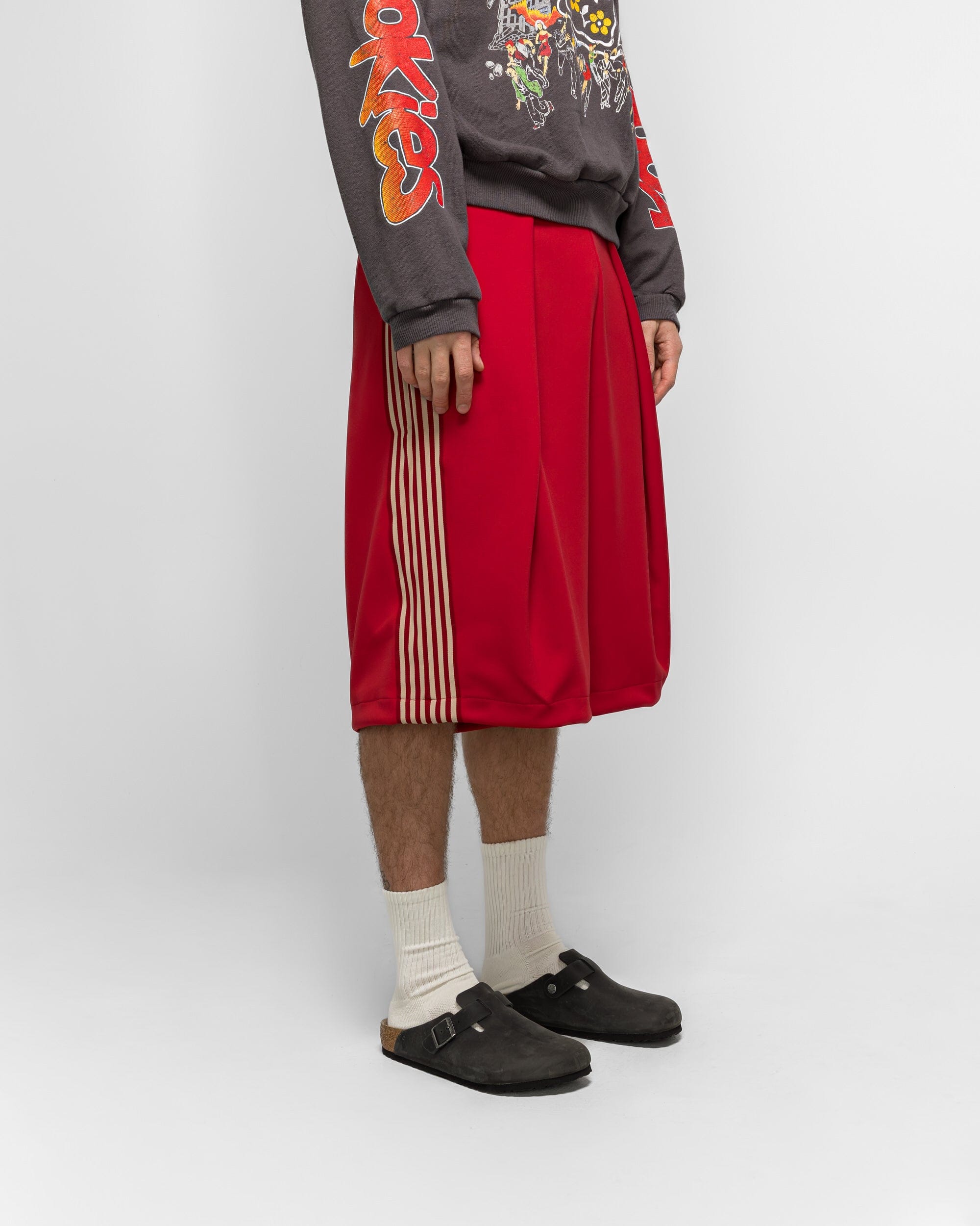 KAPITAL Smooth Jersey KOME-KOME Track Jorts (BannerStripe) - Red