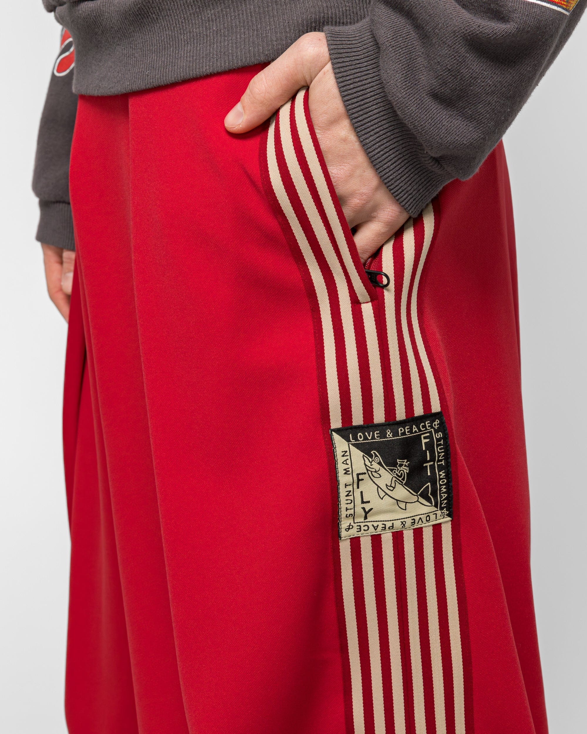 KAPITAL Smooth Jersey KOME-KOME Track Jorts (BannerStripe) - Red