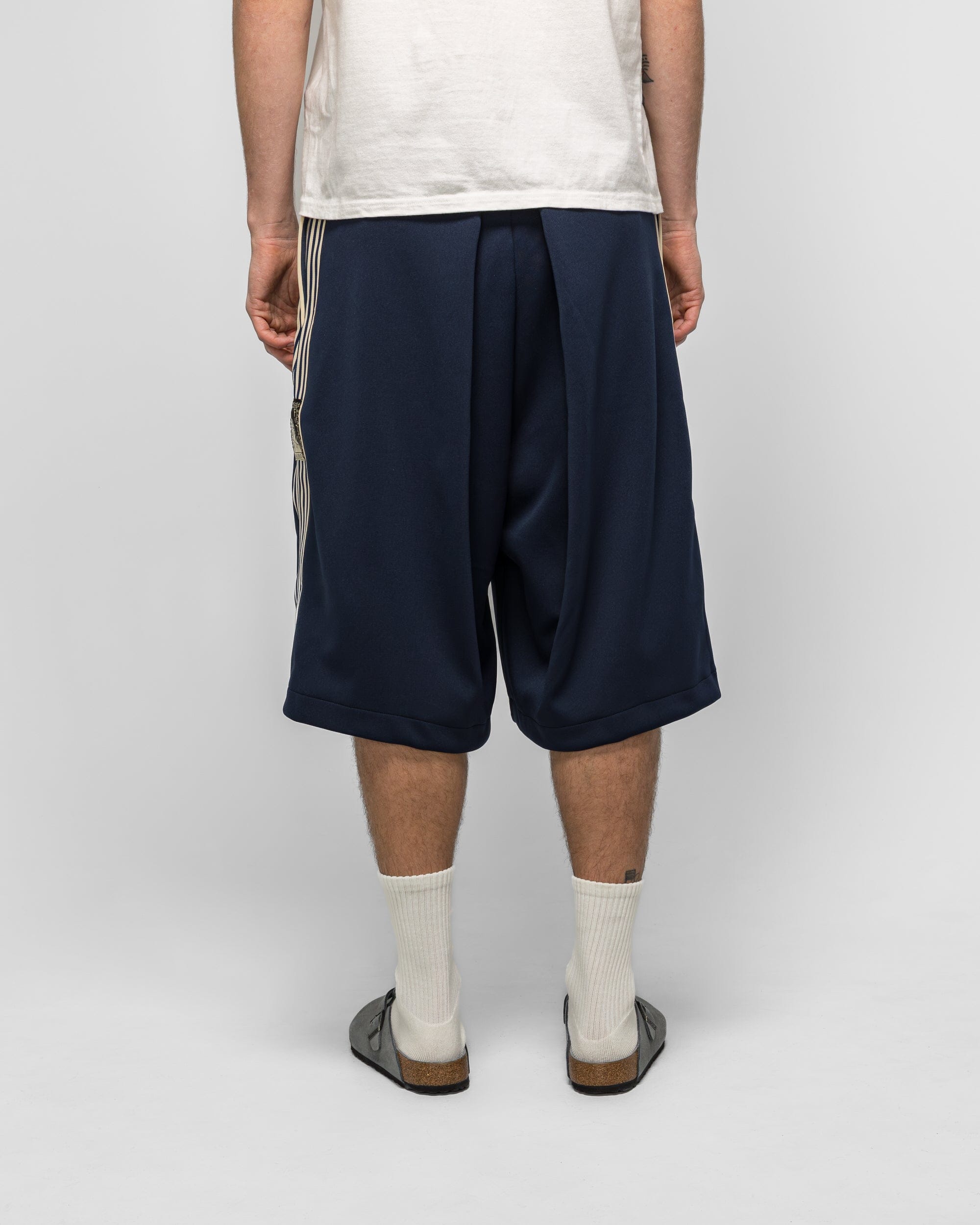 KAPITAL Smooth Jersey KOME-KOME Track Jorts (BannerStripe) - Navy