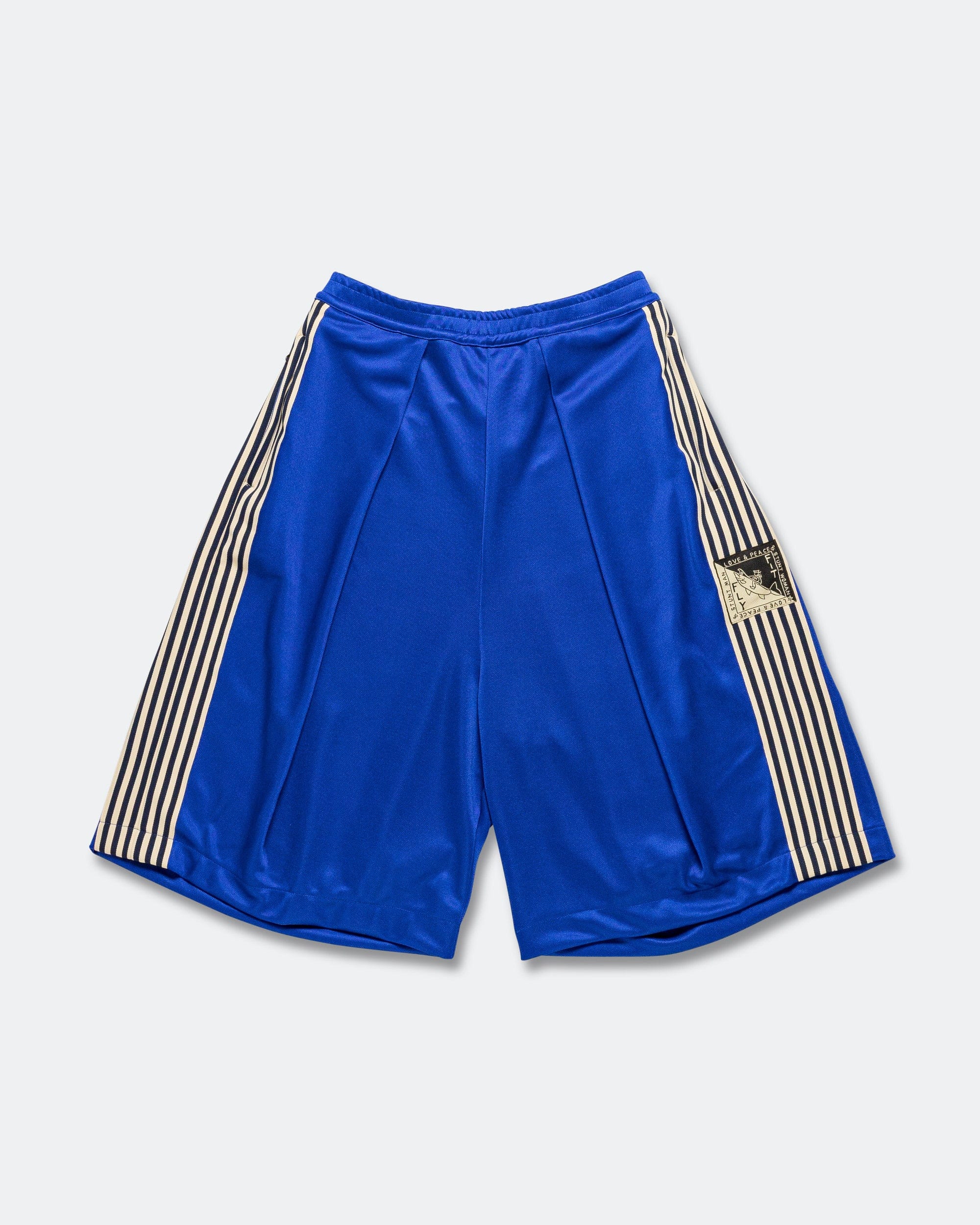 KAPITAL Smooth Jersey KOME-KOME Track Jorts (BannerStripe) - CobaltBlue