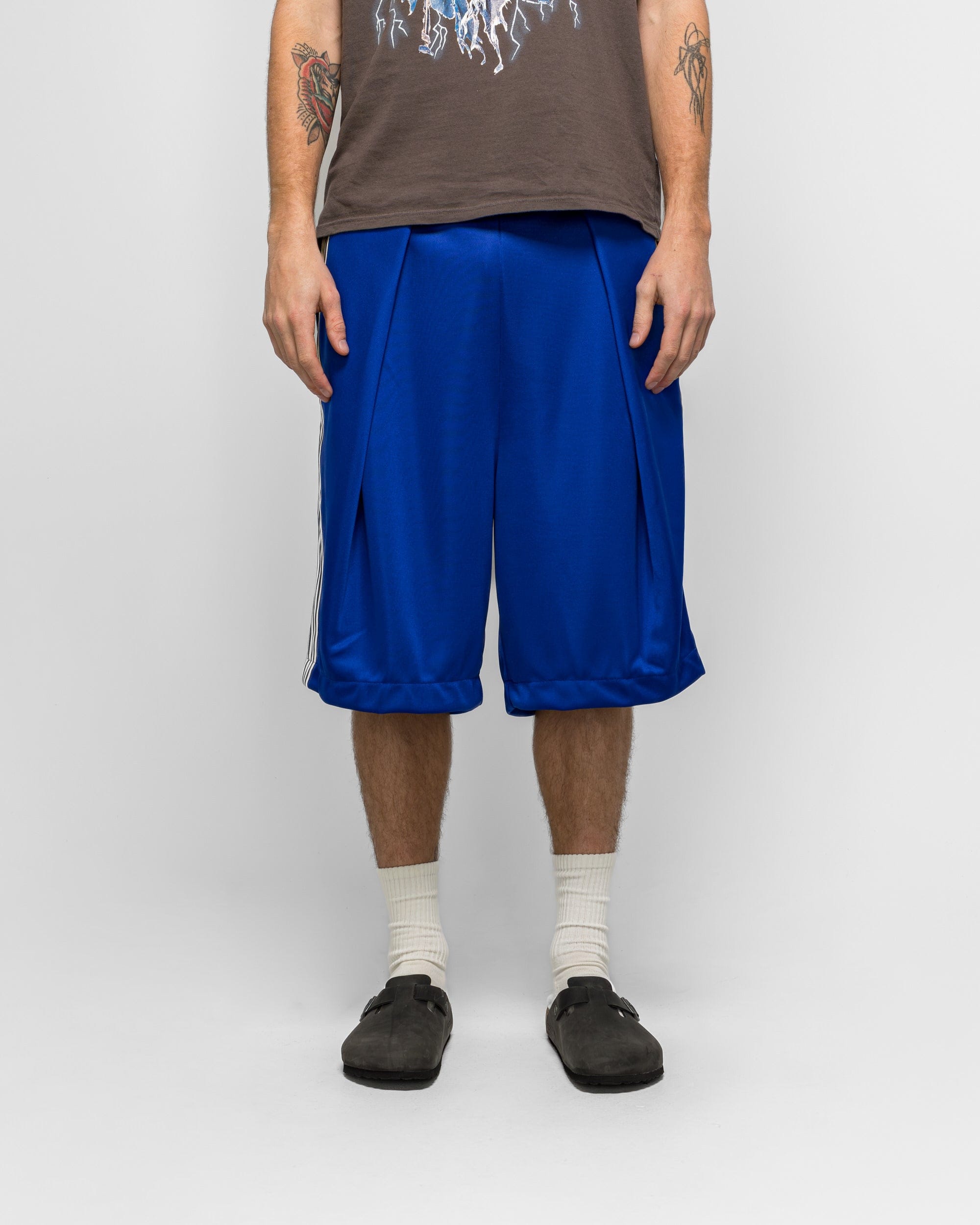 KAPITAL Smooth Jersey KOME-KOME Track Jorts (BannerStripe) - CobaltBlue