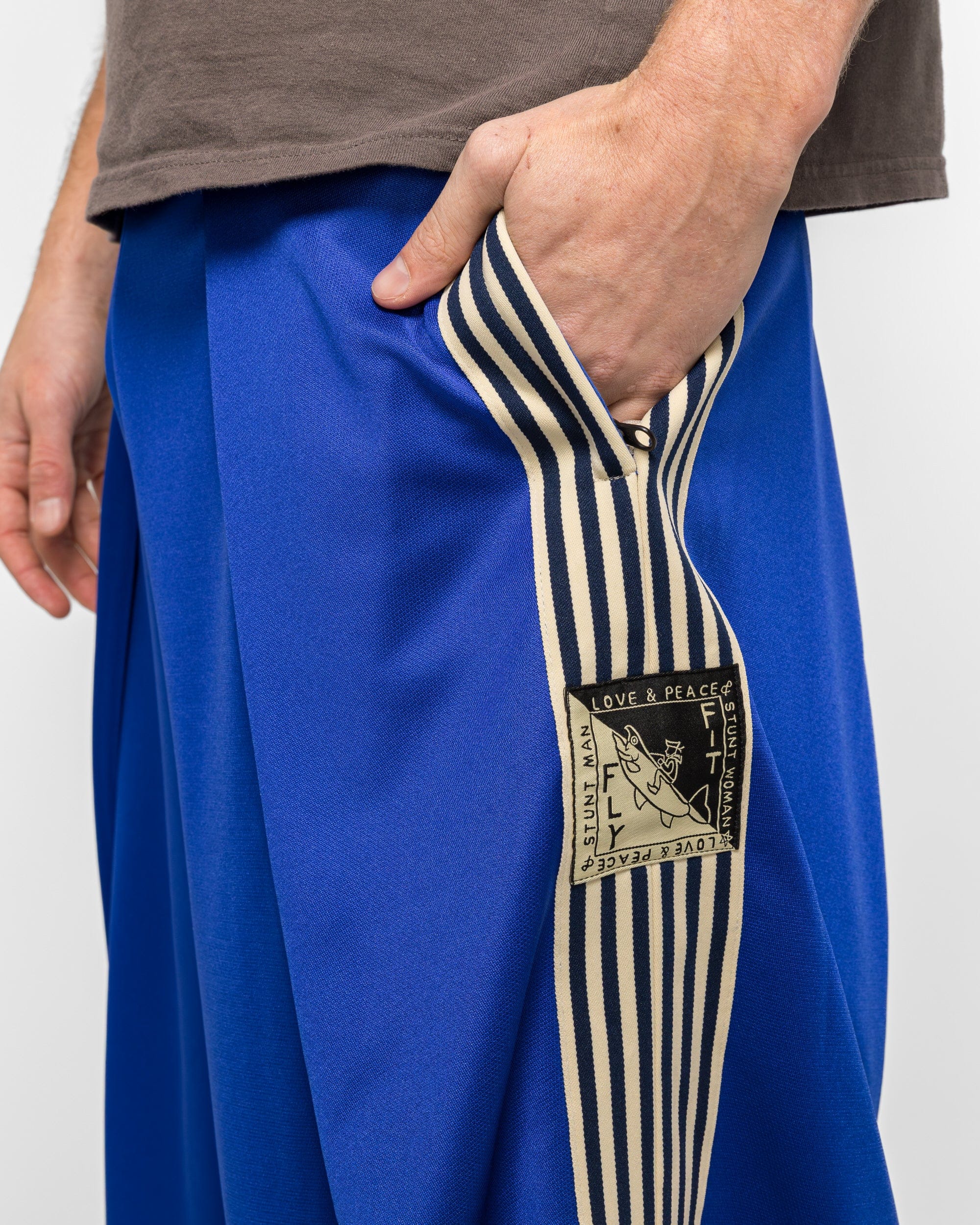 KAPITAL Smooth Jersey KOME-KOME Track Jorts (BannerStripe) - CobaltBlue