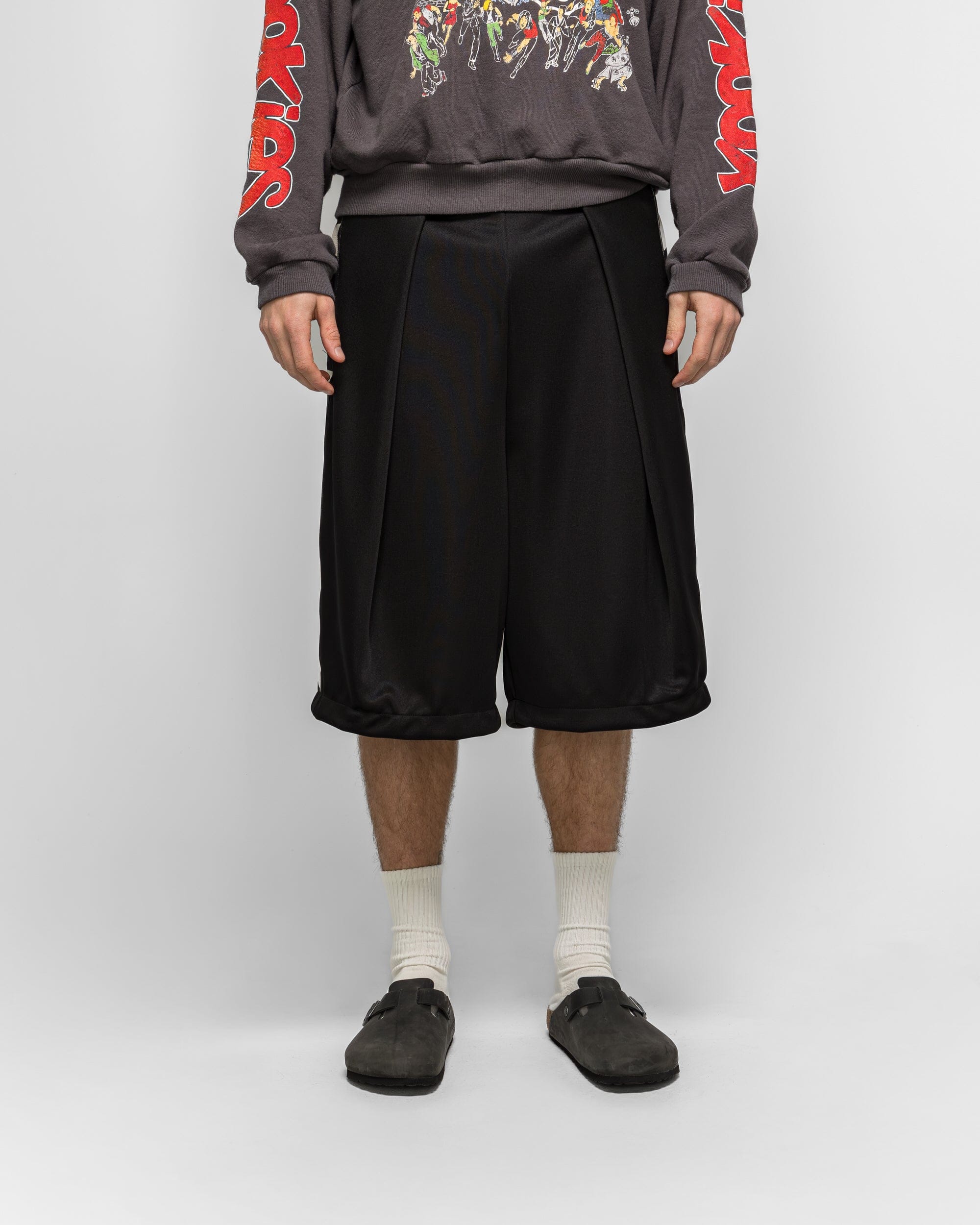 KAPITAL Smooth Jersey KOME-KOME Track Jorts (BetsyRoss) - Black