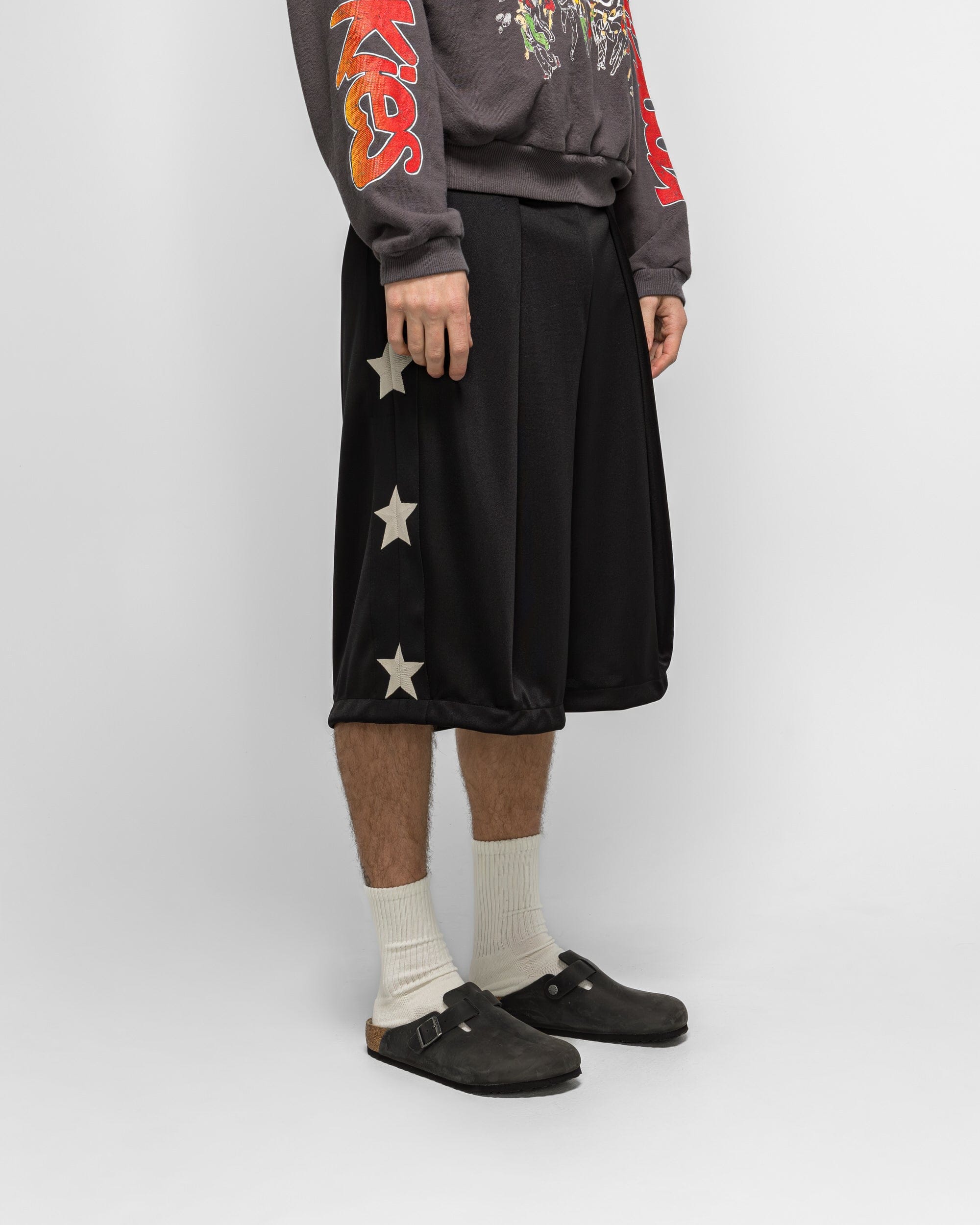 KAPITAL Smooth Jersey KOME-KOME Track Jorts (BetsyRoss) - Black
