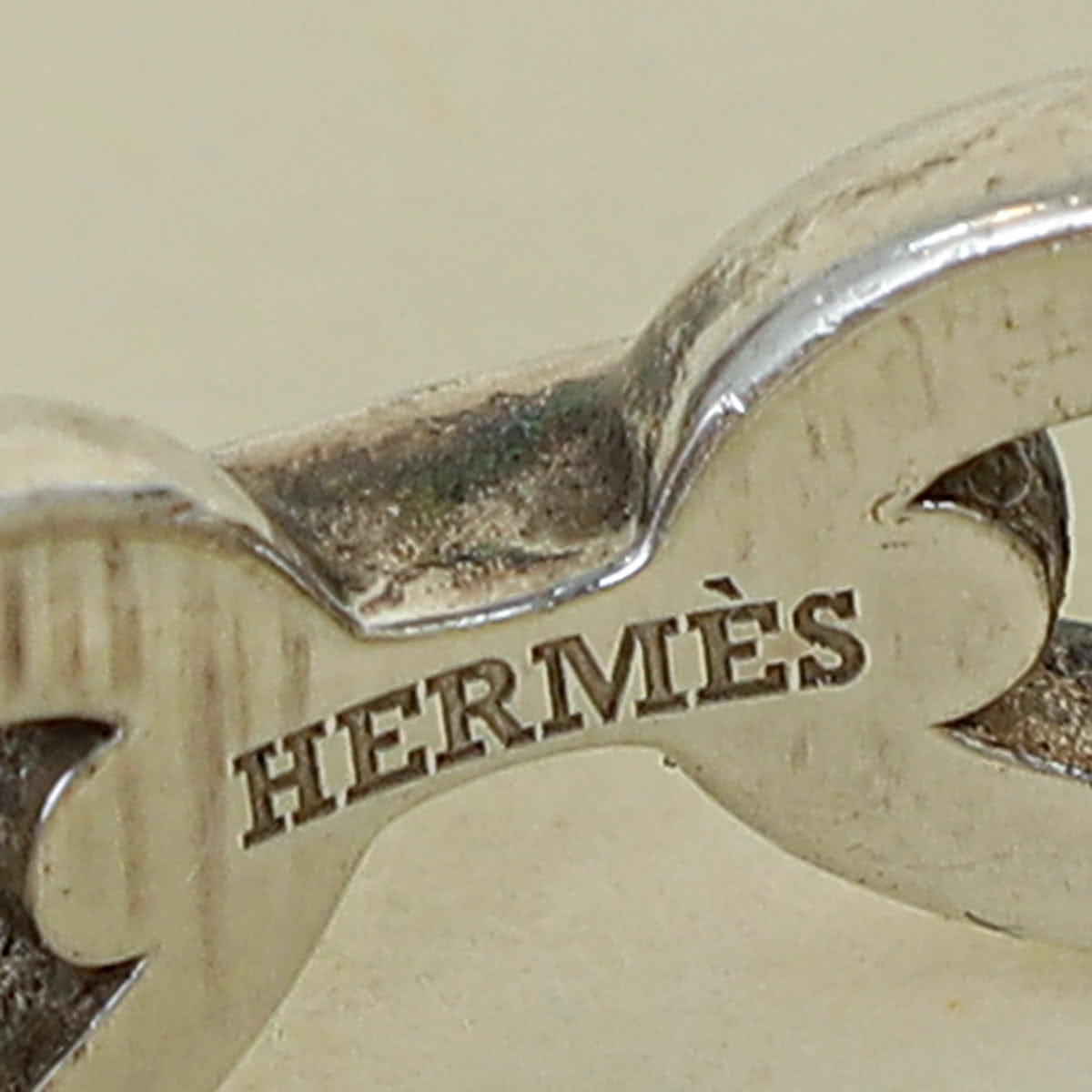 Hermes Sterling Silver Chaine D'ancre Enchainee Small Model Ring 58