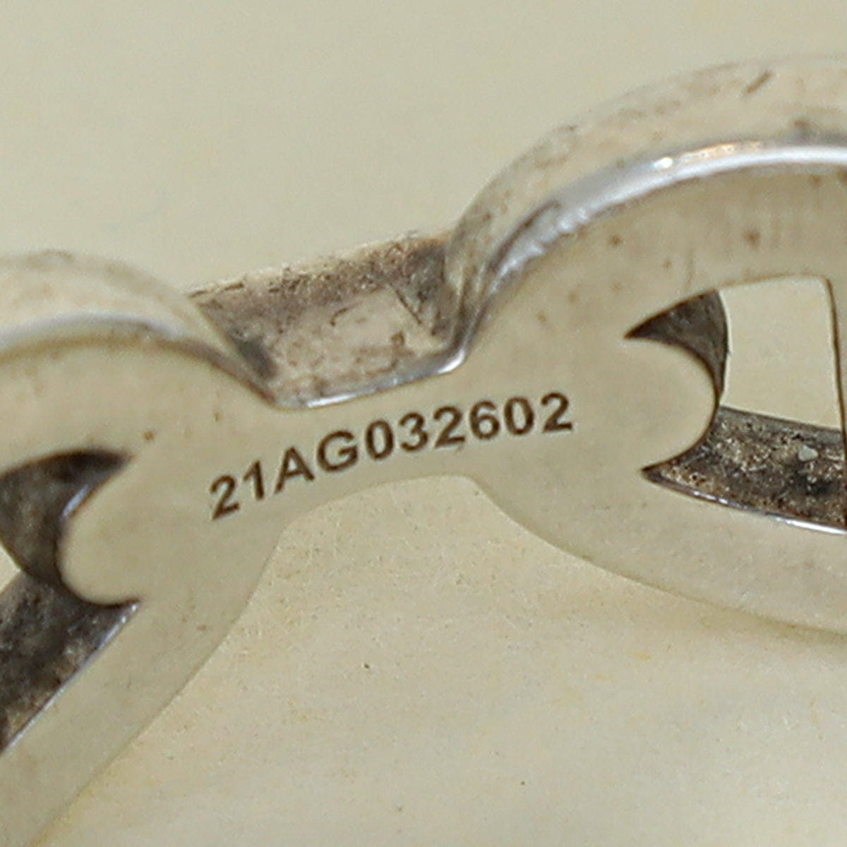 Hermes Sterling Silver Chaine D'ancre Enchainee Small Model Ring 58