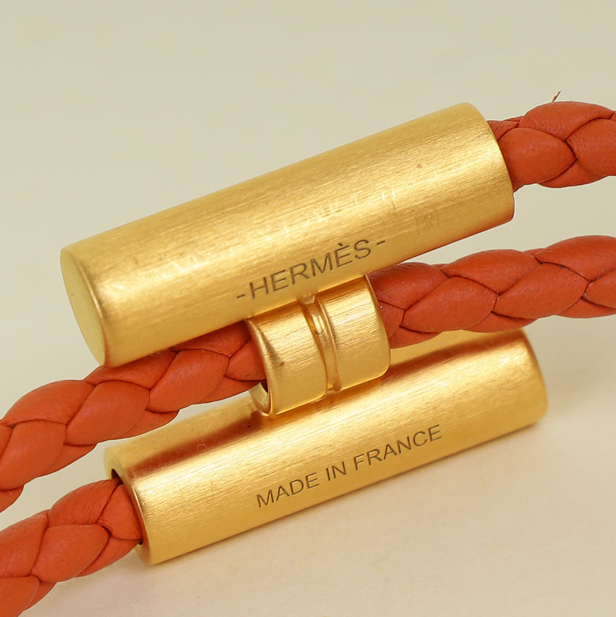 Hermes Orange Tournis Tresse Bracelet