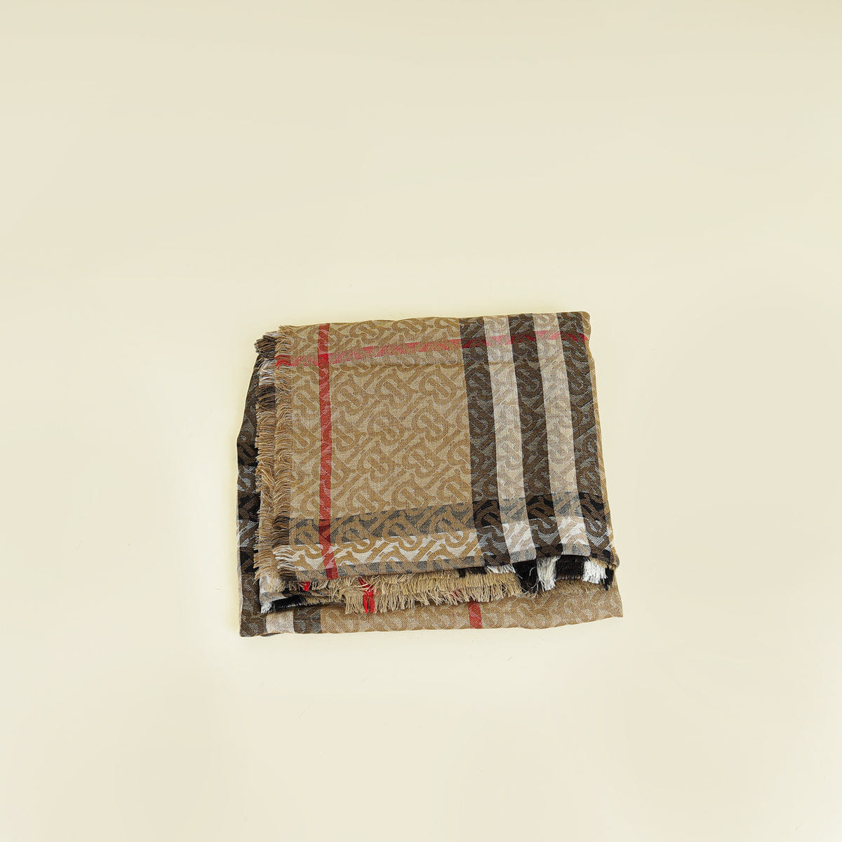 Burberry Brown TB Monogram Check Scarf