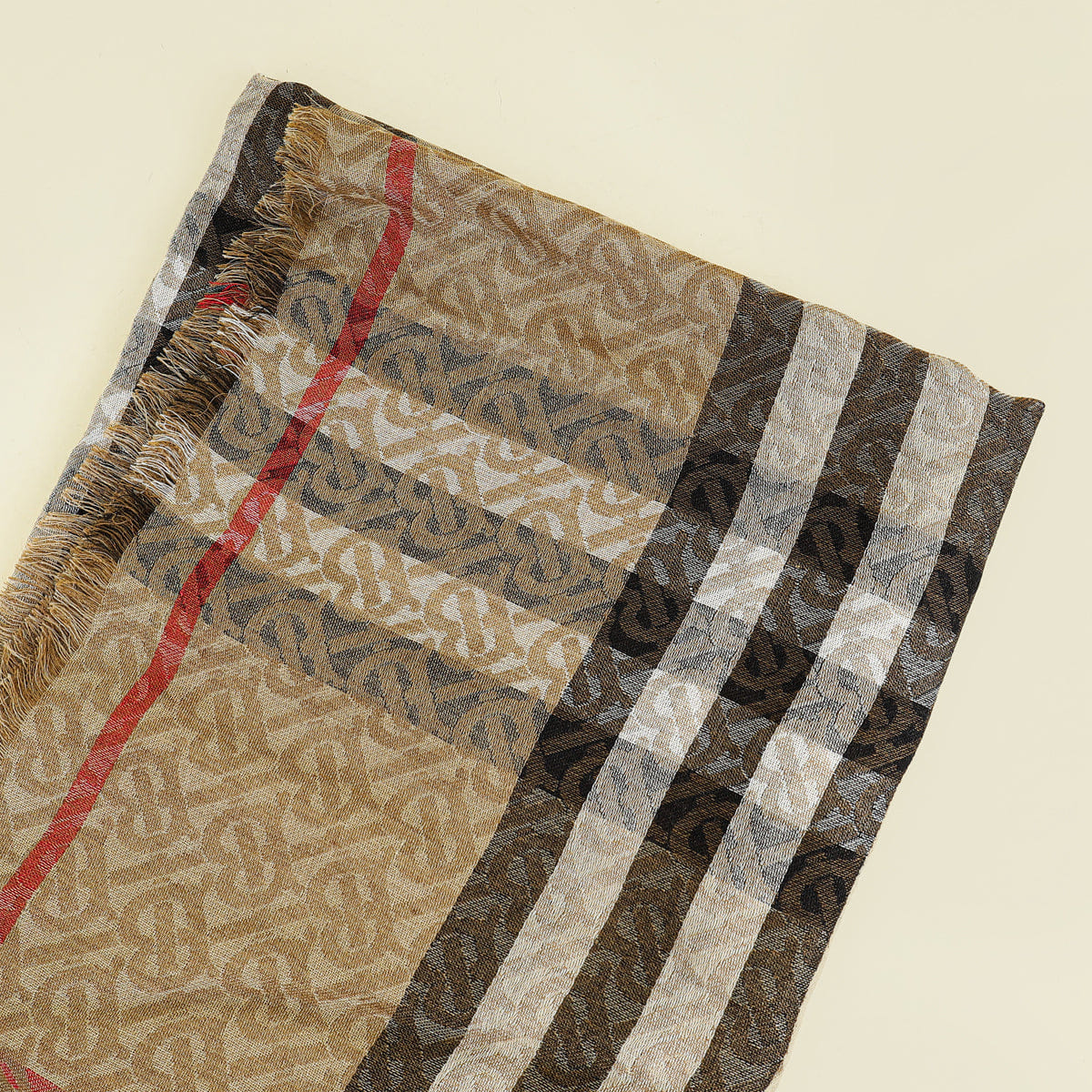 Burberry Brown TB Monogram Check Scarf