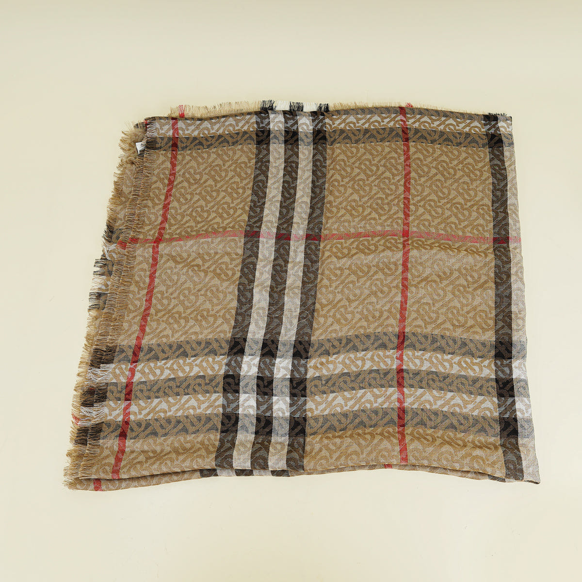 Burberry Brown TB Monogram Check Scarf