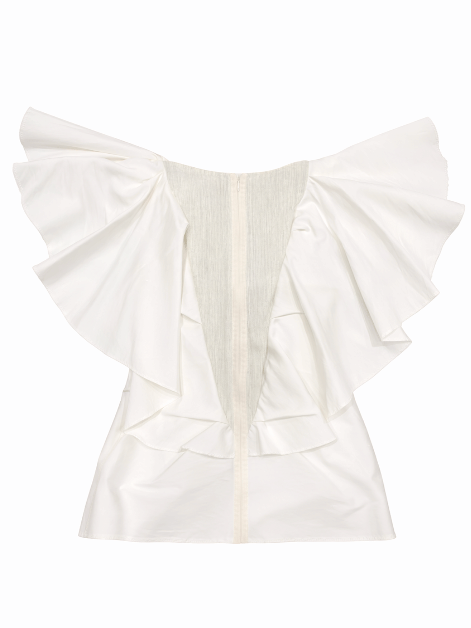 Lanvin Runway Silk Linen Angel Flared Blouse Ivory White
